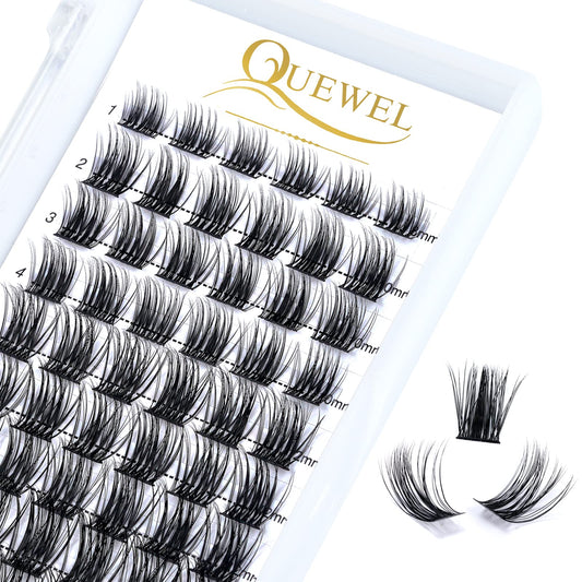 Lash Clusters 72 Pcs Wide Stem Individual Lashes C/D Curl 8-16mm DIY Eyelash Extension Natural03 Styles Soft for Personal Makeup Use at Home by QUEWEL (Natural03-C-MIX8-16)