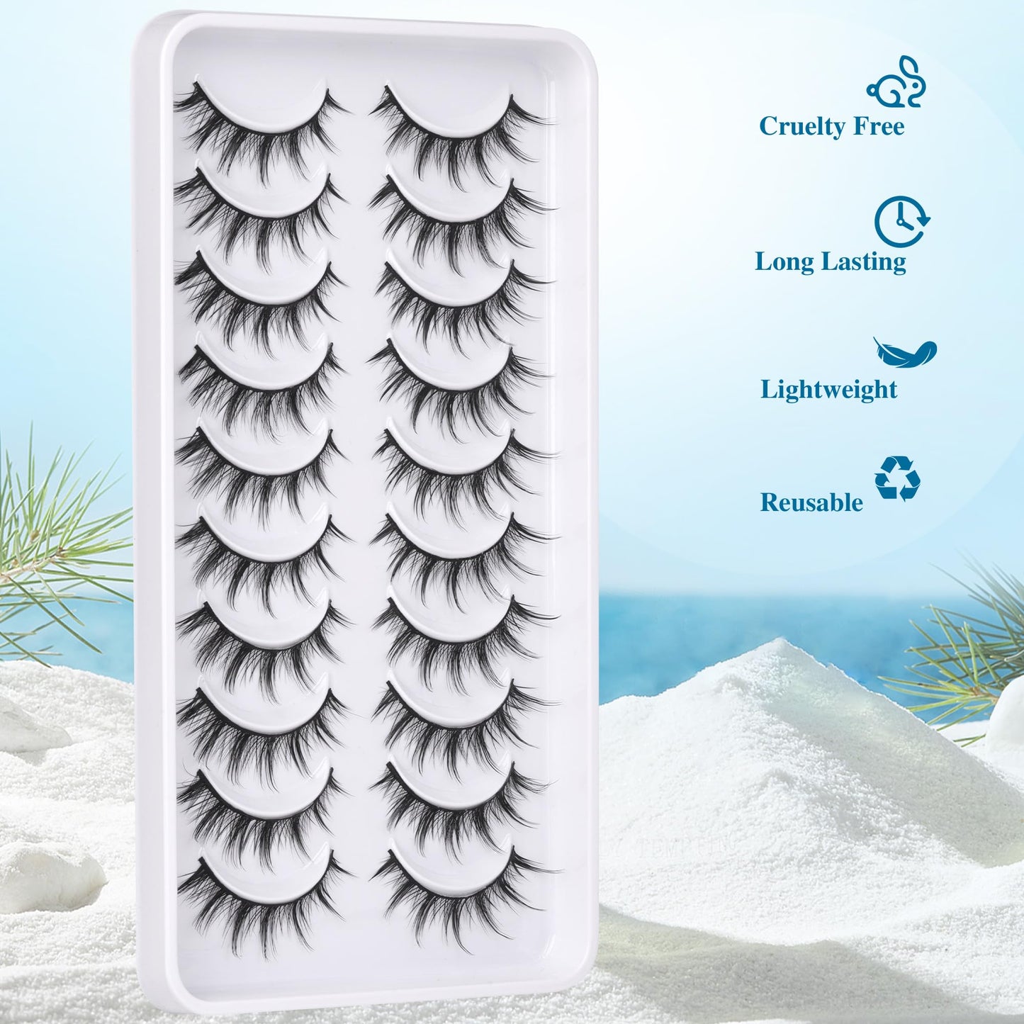 Cat Eye Manga Lashes Anime False Eyelashes Natural Look Manhua Wispy Short Eye Lashes Clusters Effect Korean Makeup Asian Chinese Japanese Fake Eyelashes Pack by Geeneiya (10Pairs-cat eye), Black