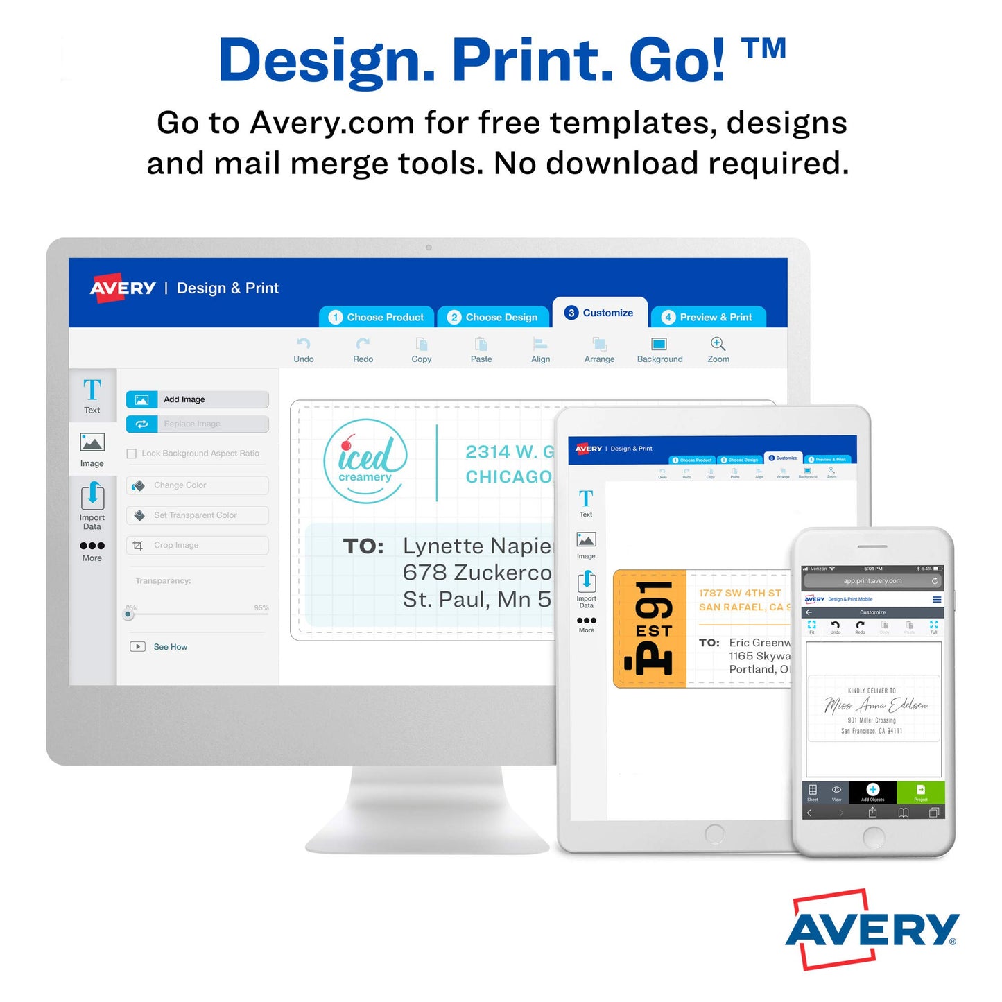 Avery Shipping Labels with TrueBlock, 2" x 4" Blank Labels, Inkjet Printable Labels, Pack of 250, 2 Packs, 500 Labels Total (8163)