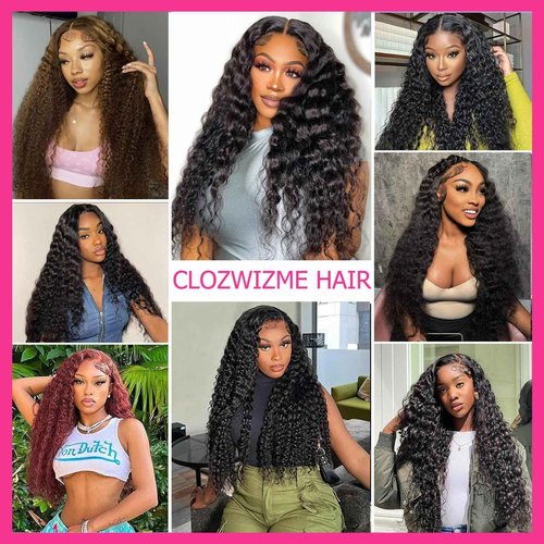 16 Inch Deep Wave 13x4 HD Lace Frontal Human Hair Pre Plucked with Baby Hair Ear to Ear Transparent Lace Frontal Closure 100% Virgin Deep Wave Human Hair