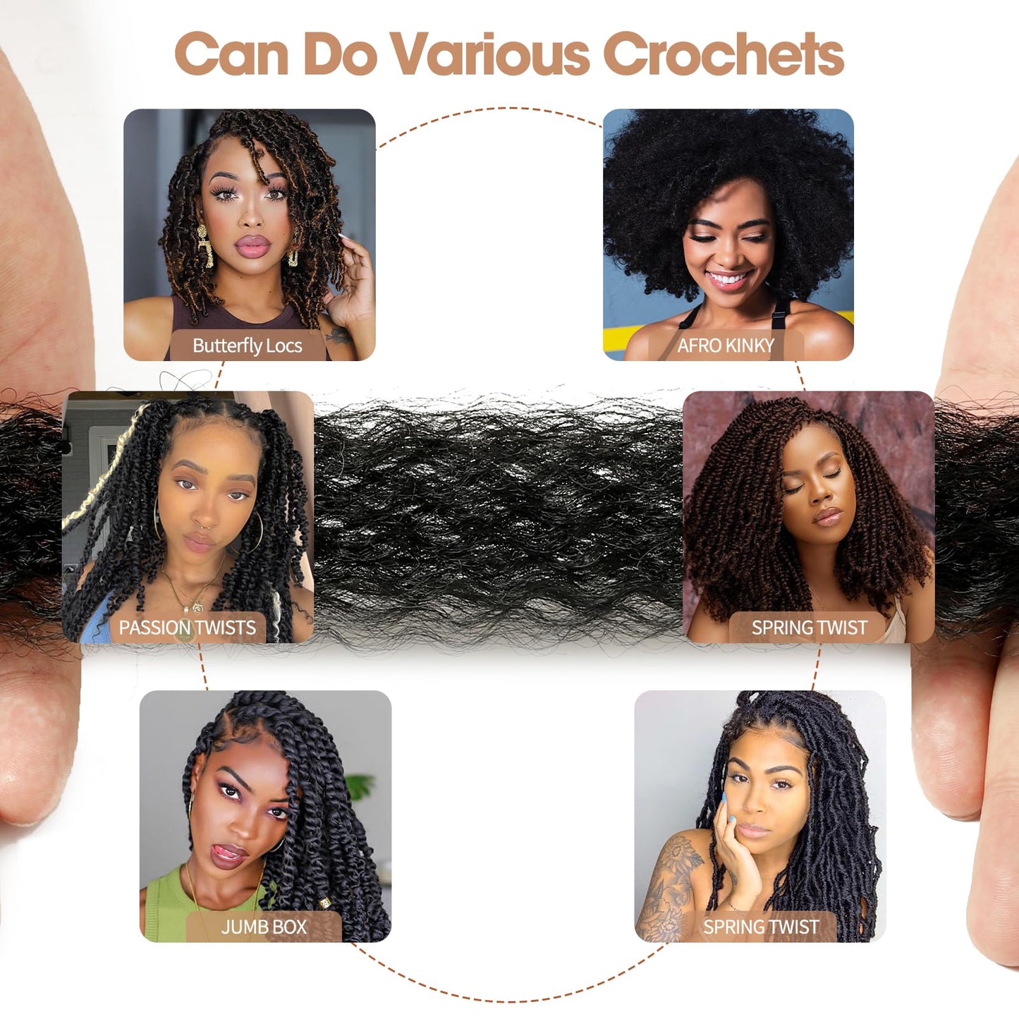 8 Packs Pre-Separated Springy Afro Twist Hair 8 Inch Spring Twist Hair Kinky Twist Crochet Hair for Black Women (1B#, 8 Inch(Pack of 8))