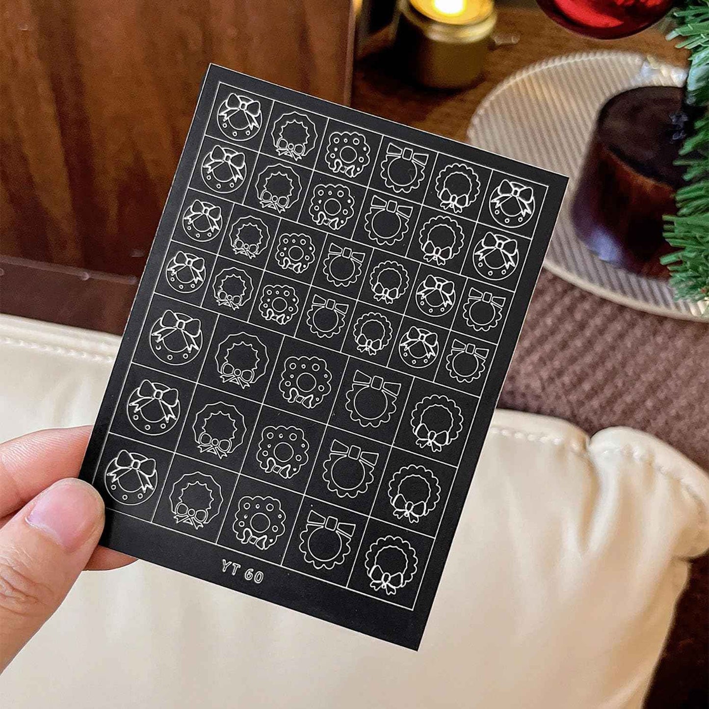 Christmas Airbrush Stencils Nail Sticker, Snowman Mistletoe Xmas Tree Nail Art Stickers Nail Stencils Decals, Holiday Design Winter Nail Guides Decal for Women Decoration DIY Tools 9Pcs