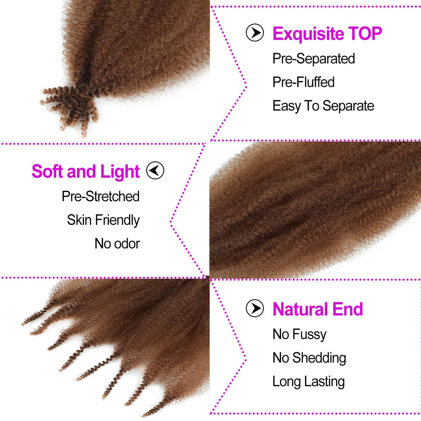 Springy Afro Twist Hair 24Inch 3Packs Pre-Separated Springy Twsit for Braiding Hair (24 Inch (Pack of 3), 30#) …