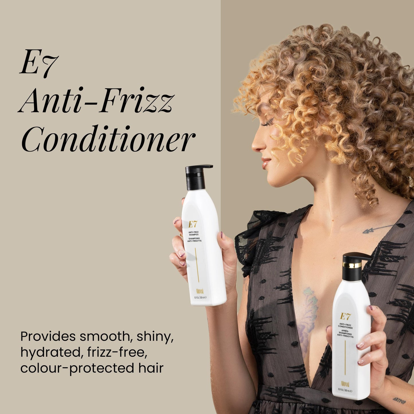 ALOXXI E7 Anti-Frizz Conditioner, Moisturizing & Strengthening with 7 Essential Oils, for Dry, Damaged & Frizzy Hair, Safe for Color-Treated Hair, Paraben-Free, 10.1 Fl Oz