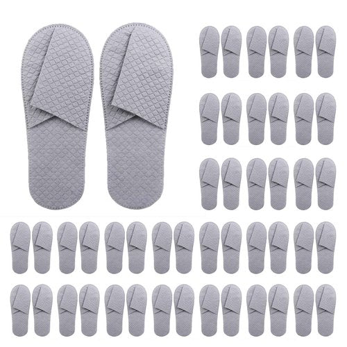 16 Pack Premium Spa Slippers Cooling Breathable Design Non Slip for Hotels Travel Home Use Bulk Value Set with Transparent Pouch（gray）
