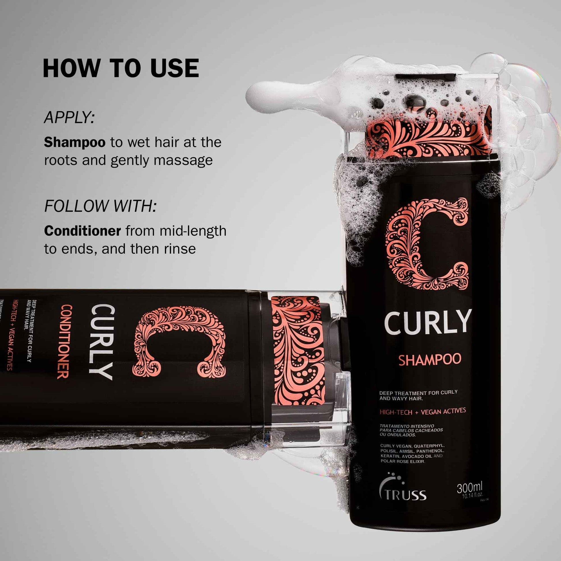 Truss Curly Shampoo - Gentle Cleansing for Defined, Detangled, Frizz-Controlled Wavy and Curly Hair with Softness, Moisture Balance and Conditioning