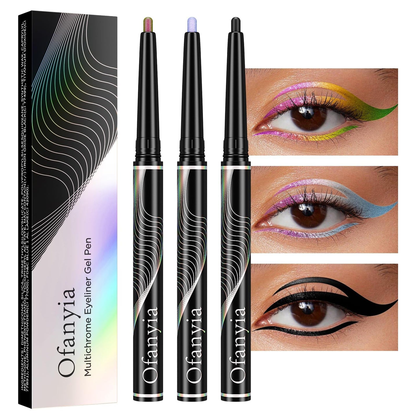 Multichrome Eyeliner, Colored Eyeliner Penclis with Retractable,Glitter Eyeliner Pencil for Halloween Makeup,Waterproof Eyeliner Pen,24h Long Lasting Eye Liner Smudge Proof Eye Pencil