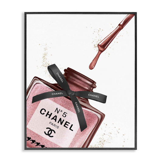 Stupell Industries Makeup Nail Polish Brush Drip Pink Fashion Design Framed Wall Art, Multi-Color