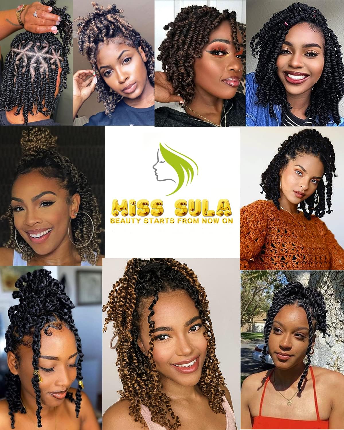 Miss Sula Passion Twist Hair-Pre-twisted Passion Twists,Pre-Looped Crochet Braids Made Of Bohemian Hair Synthetic Braiding Hair Extensions (14 Inch(Pack of 2), 1B)