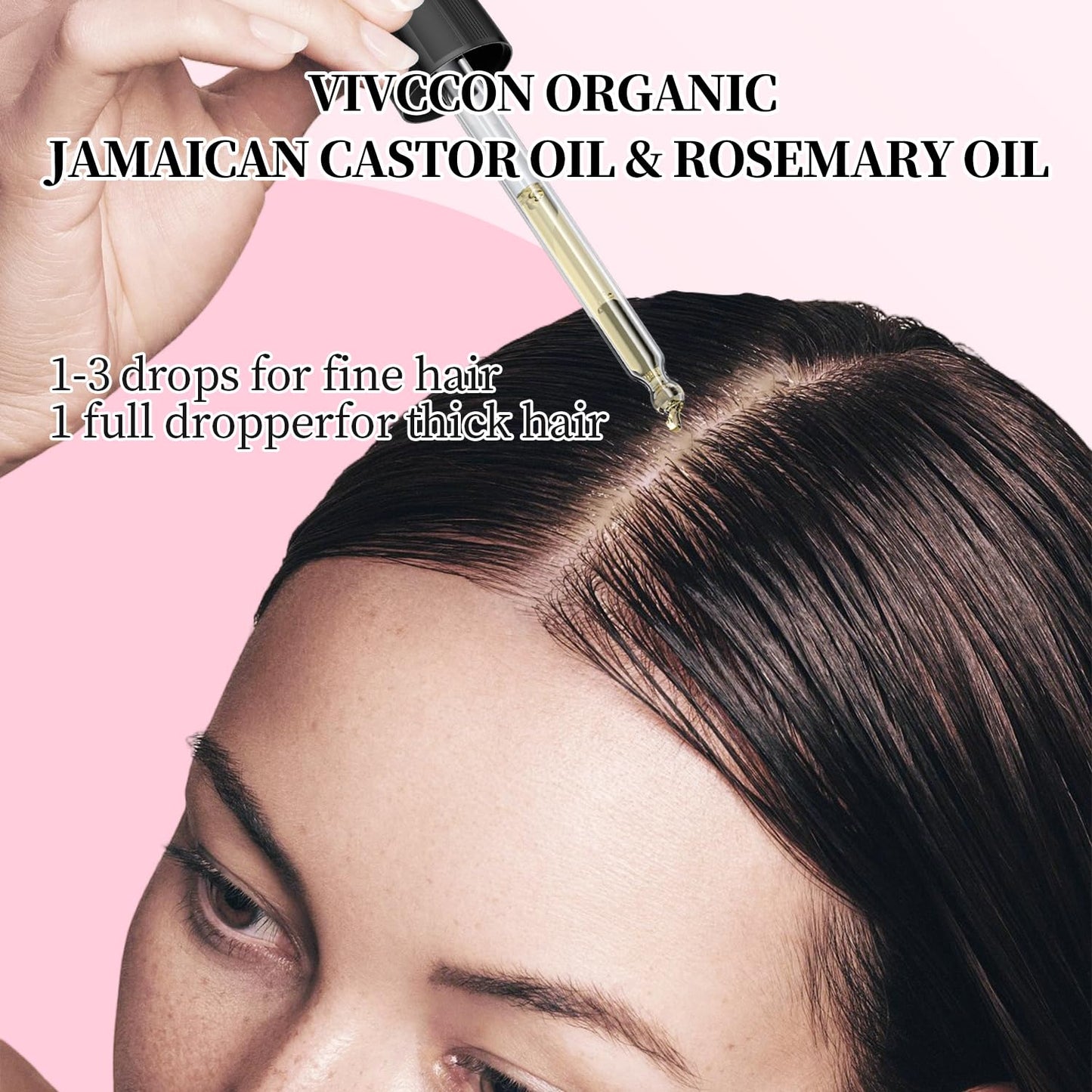 Vivccon Jamaican Black Castor Oil with Rosemary, Black Castor Oil Cold Pressed, Organic Castor Oil for Hair Growth, Eyelashes and Eyebrows Growth, Castor Oil 100% Natural & Pure