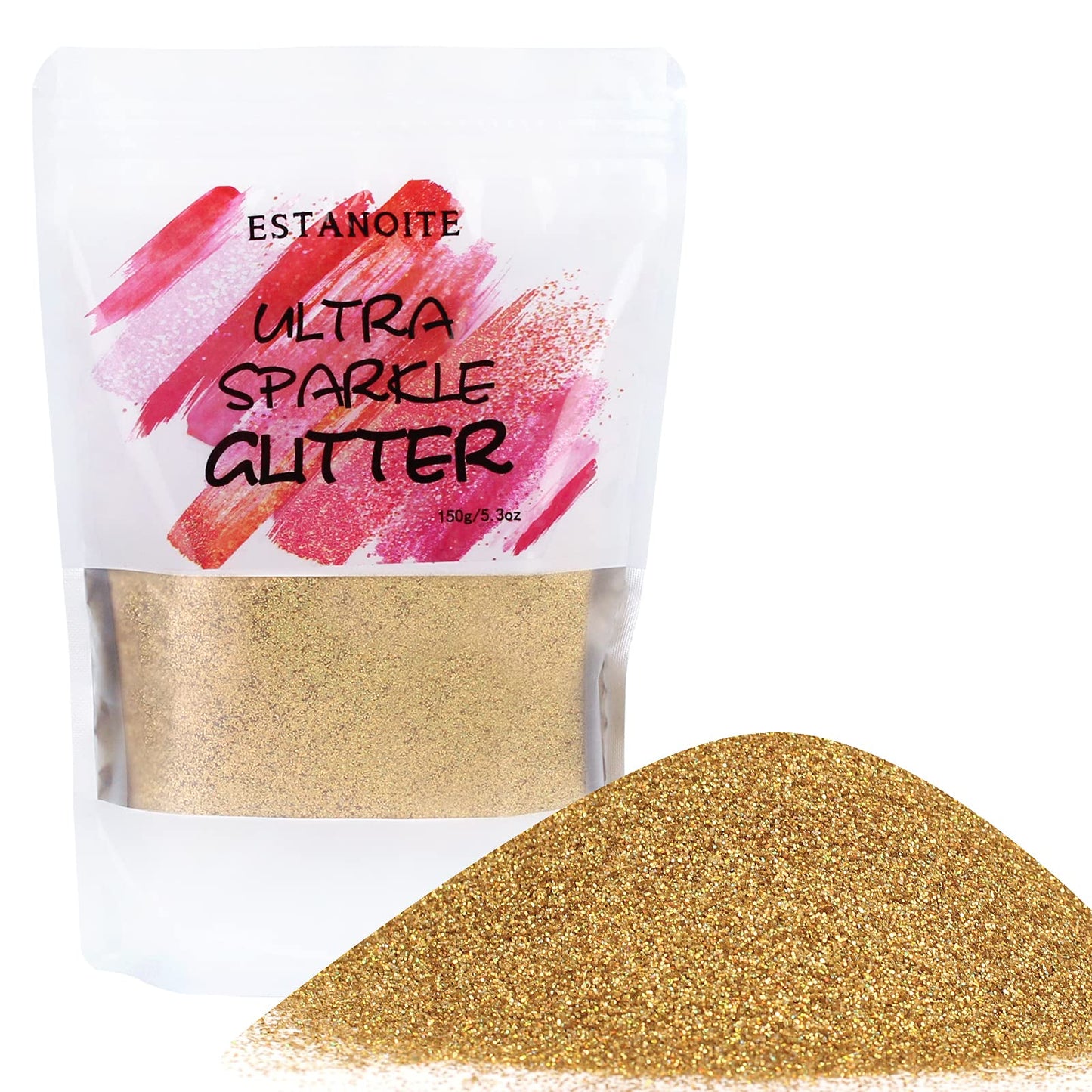 Holographic Fine Glitter, 150g Multipurpose Gold Extra Fine Craft Glitter for Resin Arts and Crafts, Body Nail Art Eye Face Hair, Holographic Glitter for Epoxy Tumbler, Slime Making (Gold)