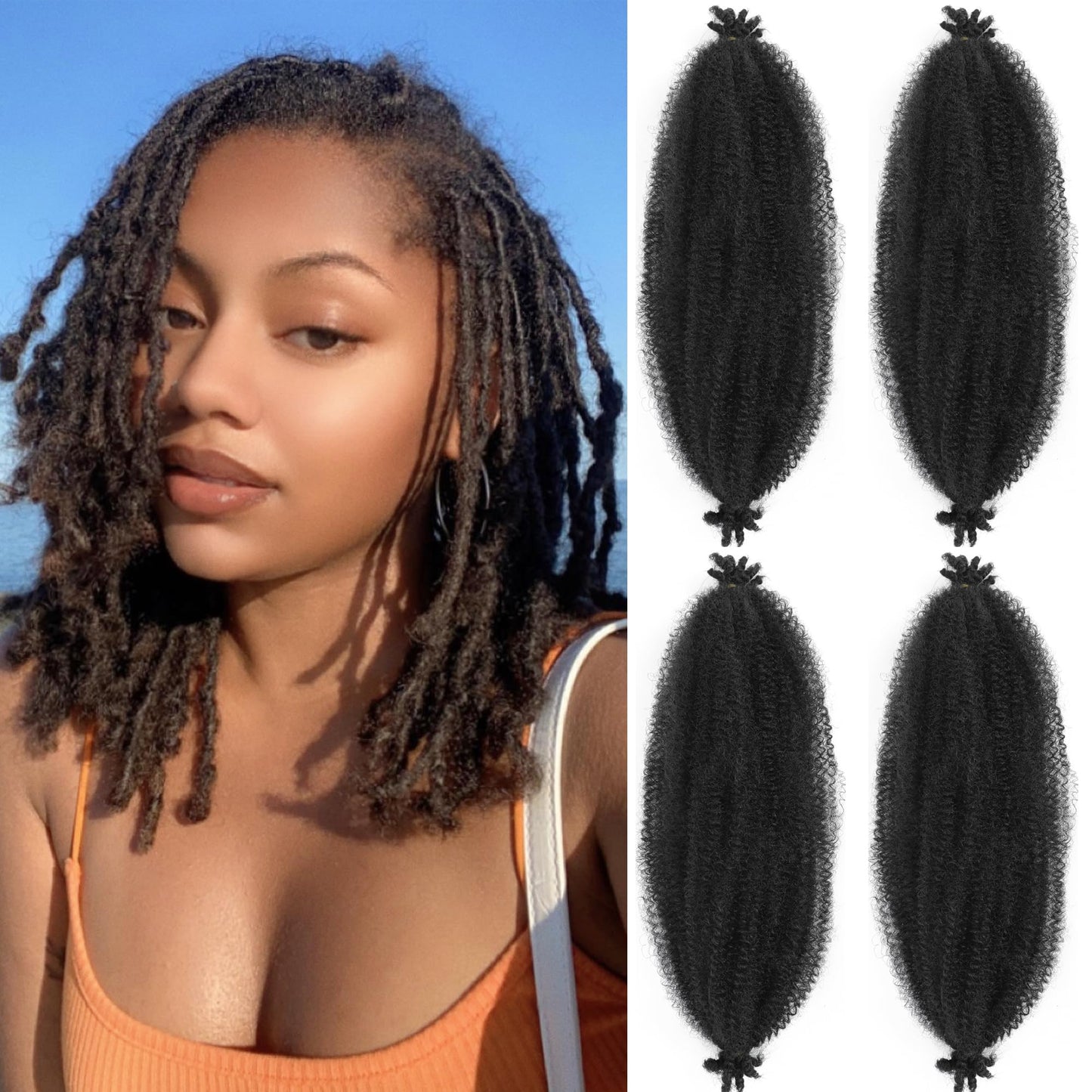 Anemoi Marley Twist Braiding Hair, 10 Inch 4 Packs Springy Afro Kinky Twist Hair For Braiding,Pre-Fluffed Spring Twist Hair, Twisted Up Marley Hair For Black Women Crochet Braids(10inch,4packs,T27#)