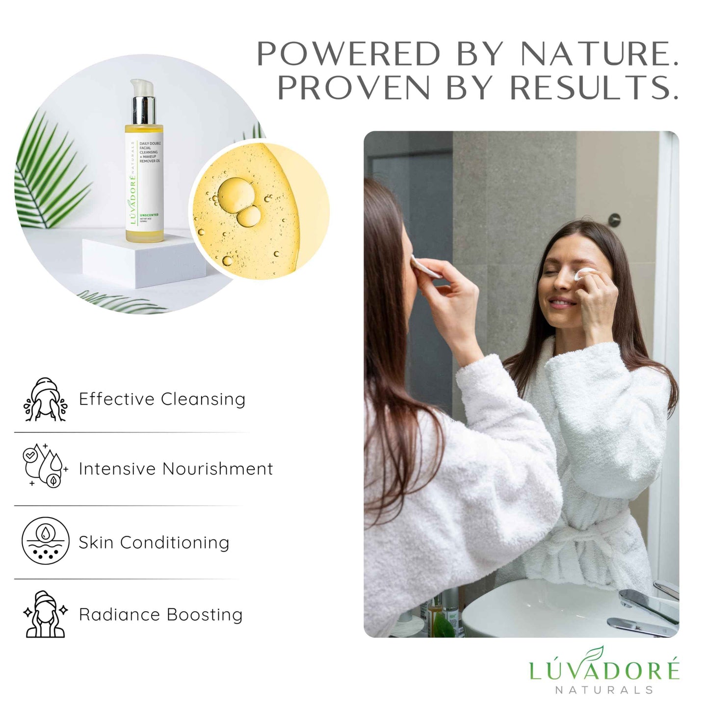 Luvadore Naturals Daily Double Face Wash and Makeup Remover – 2-in-1 Oil Face Cleanser – Hydrating Facial Cleanser with Grapeseed Oil, Avocado, Rice – Removes Makeup Impurities for Smooth Skin