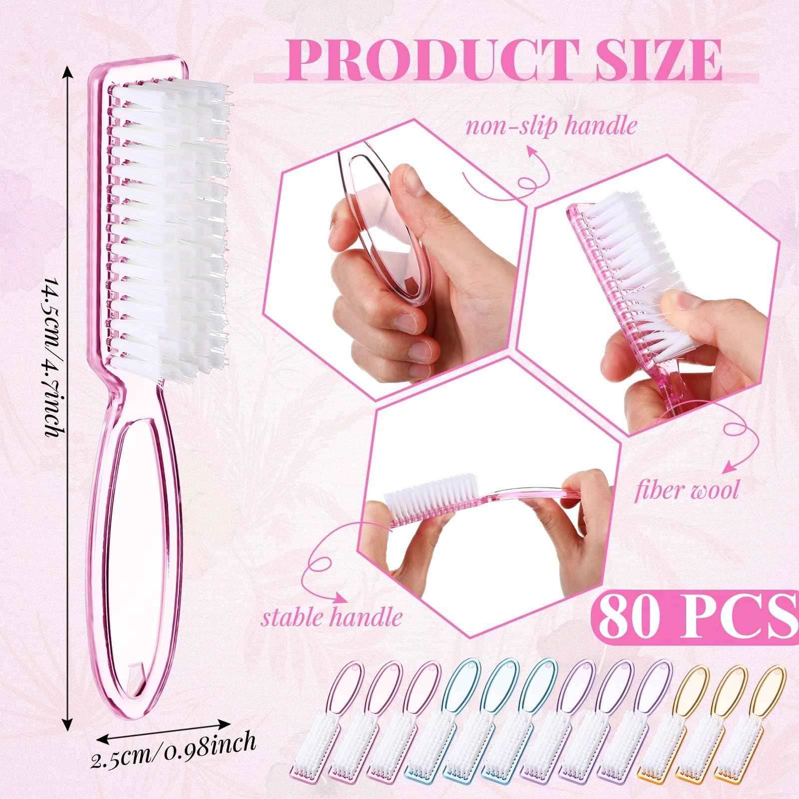 Patelai 200 Pcs Handle Grip Nail Brush Bulk Colorful Nail Scrubber Fingernail Brushes Hand Toes Cleaning Brushes Pedicure Scrubbing Tool for Men and Women, Multicolor Brush