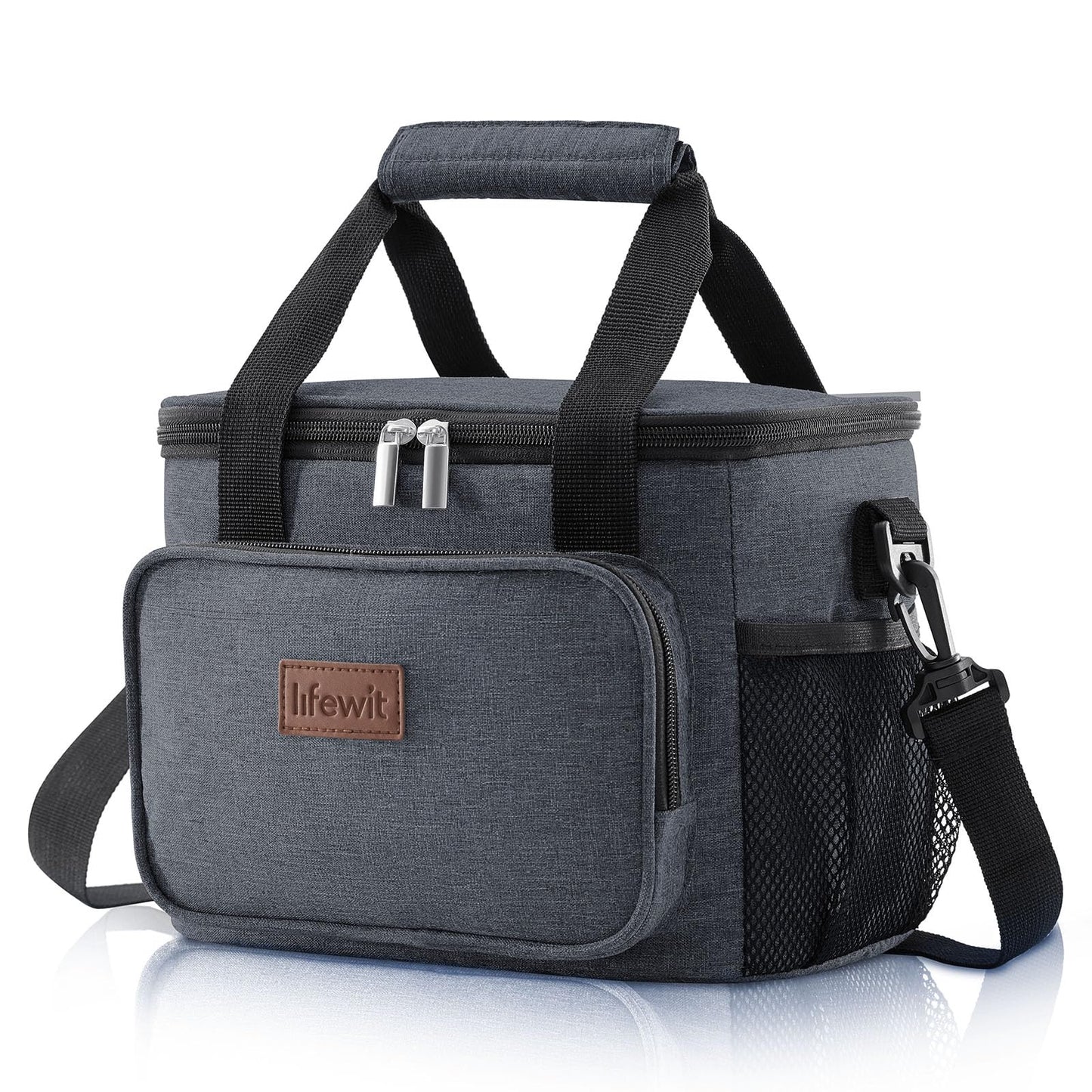 Lifewit Medium Lunch Bag Insulated Lunch Box Soft Cooler Cooling Tote for Adult Men Women, Dark Grey 12-Can (8.5L)