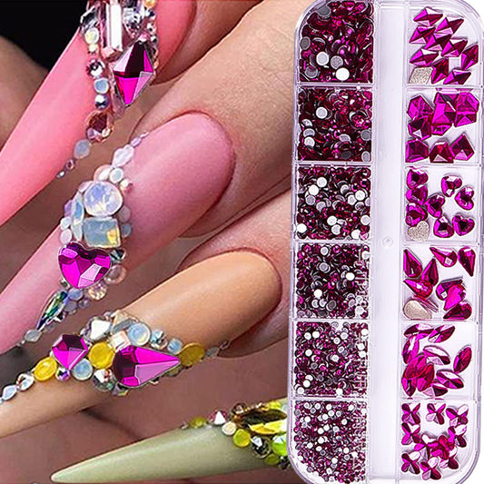 BELICEY Gradient Purple Crystal Rhinestones for Nail 800PCS Multi-Shape Nail Art Rhinestone Decoration Hearts Butterfly Charm Nail Dimond Gems Stone for Nails Jewels DIY Crafts Clothing