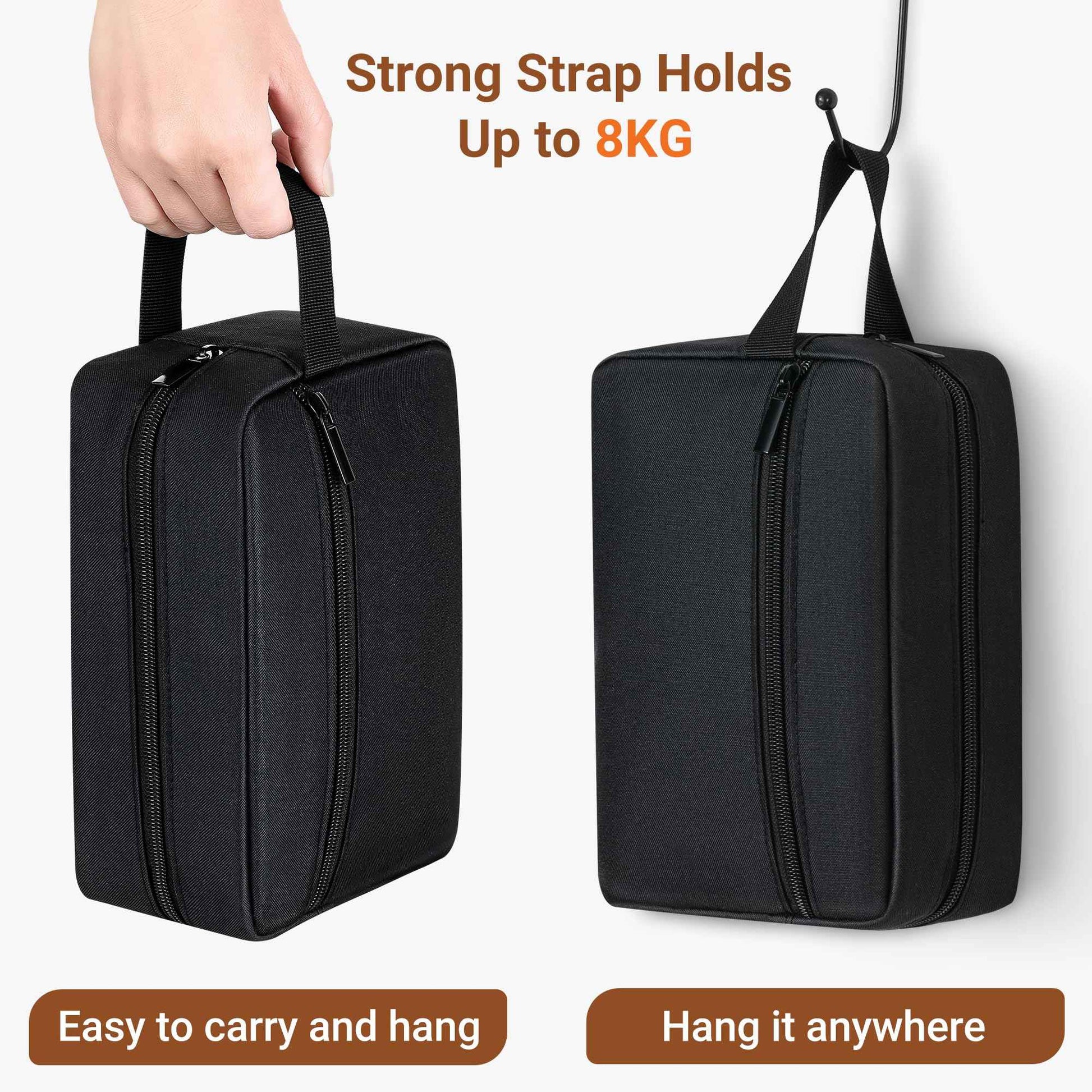 Elviros Travel Toiletry Bag for Women and Men,Lightweight Makeup Bag Hanging Dopp Kit with Shaving Compartment Cosmetic Organizer Small Tool Bag Travel Essentials,Gifts for Men(Black)