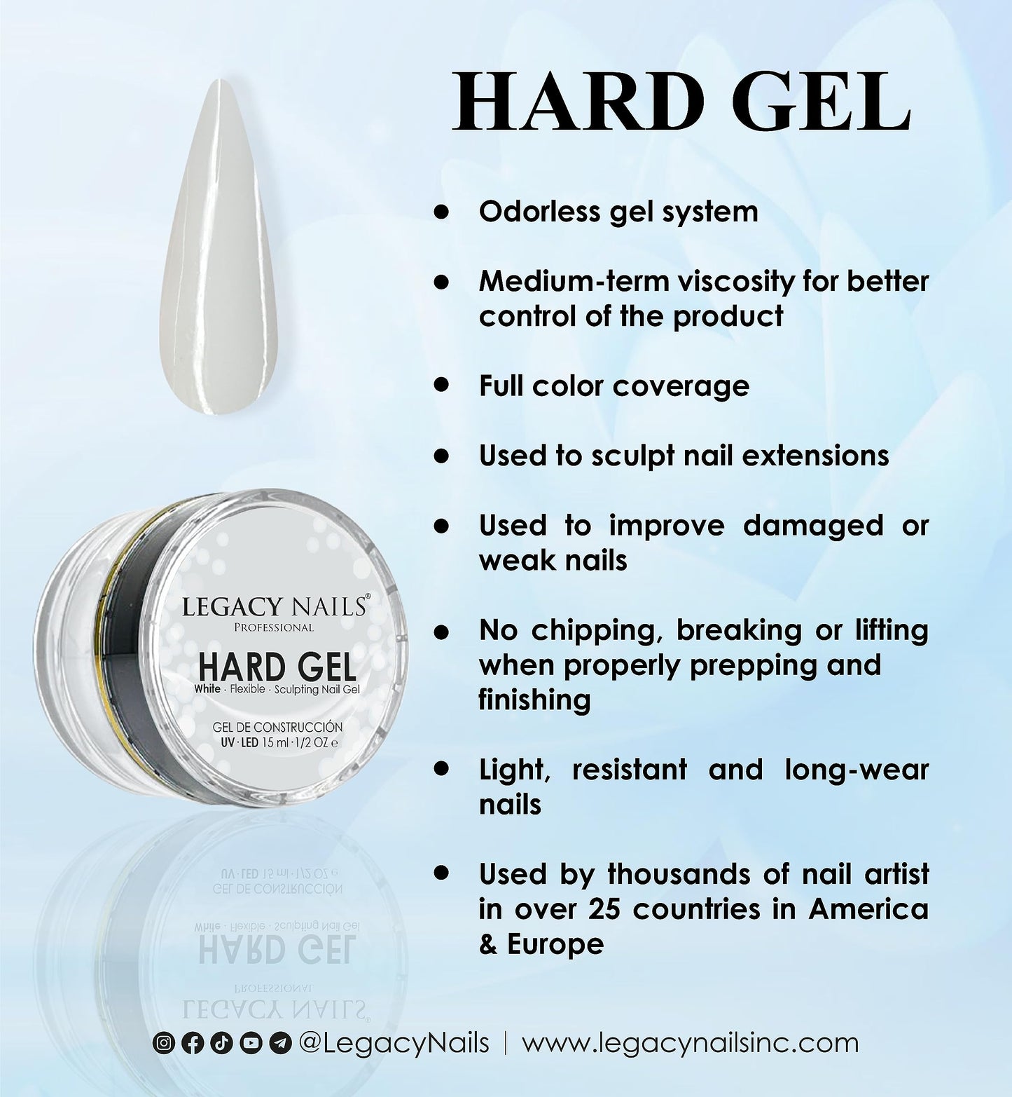 Legacy Nails Hard Builder Gel - Sculpt And Build Nail Extensions - Improve Damaged or Weak Nails - Lightweight, Strong and Long-wear - Professional Quality (Peach)