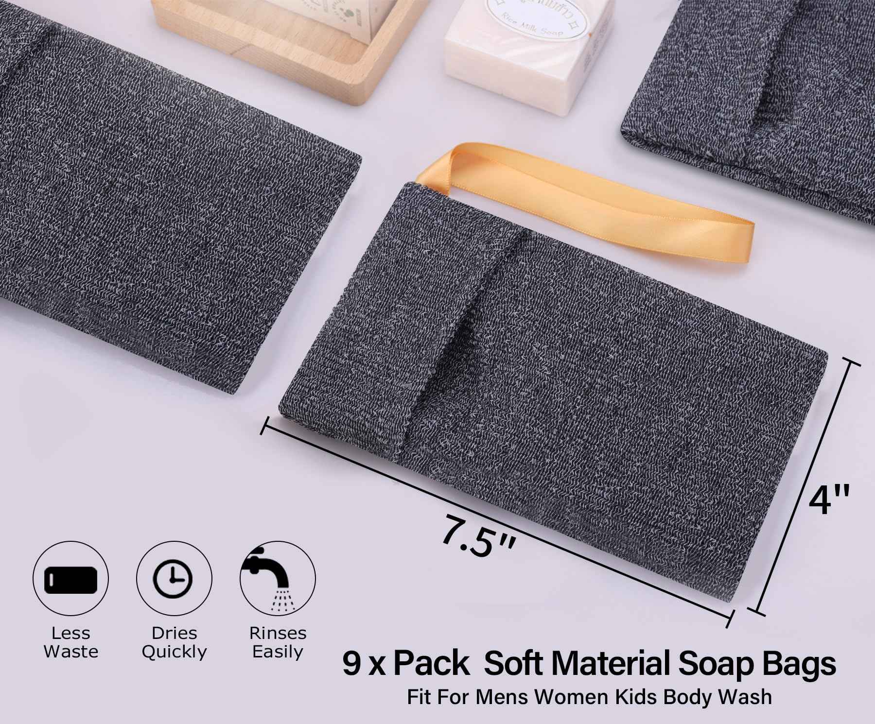 Antimbee 12-Pack Soap Pouch, Soap Exfoliating Bag, Body Scrubbers for Shower Soap Saver, Gray Mesh Bar Soap Sock for Senstive and Rough Skin