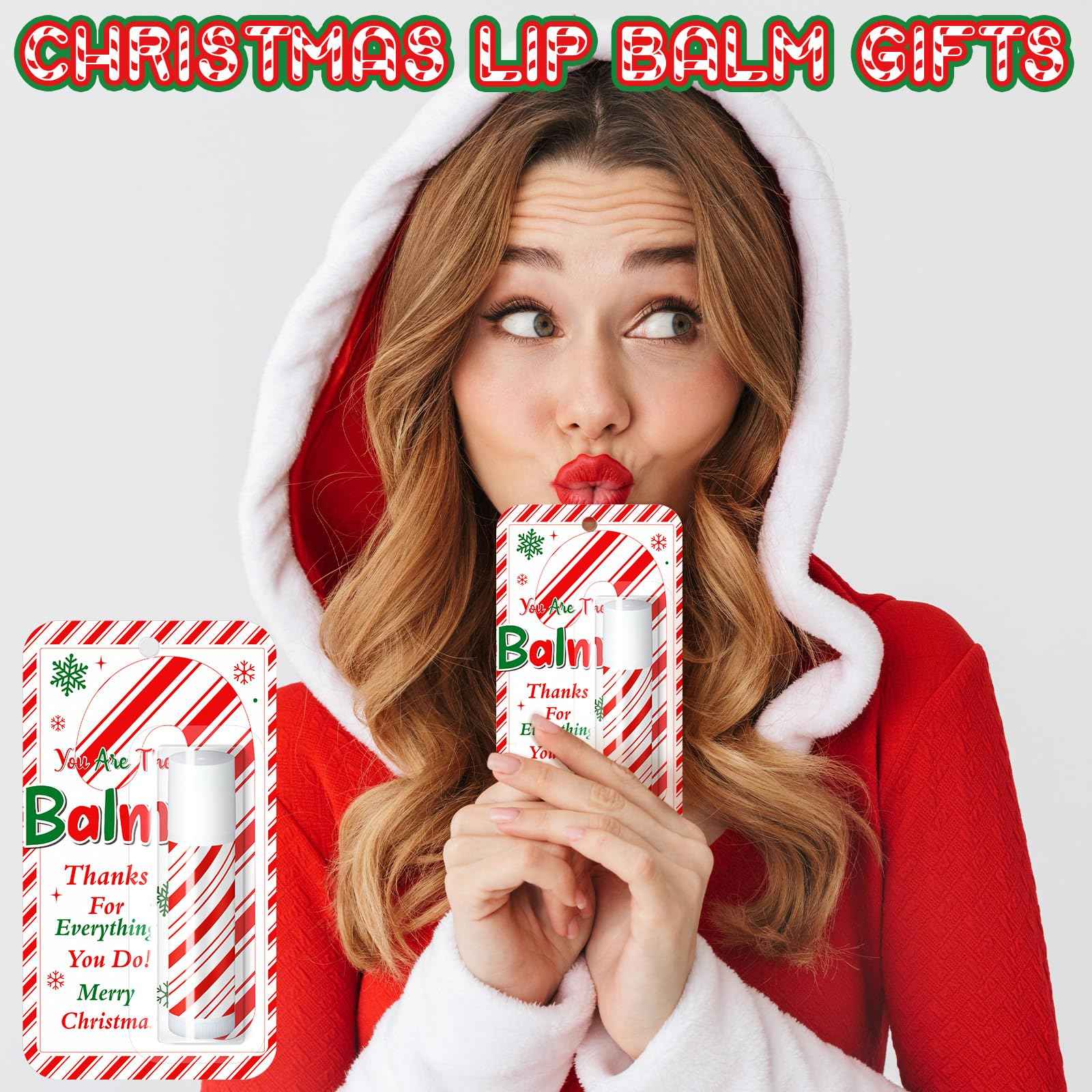 Sacubee 30 Pack Christmas Lip Balms Bulk Xmas Lip Balm Honey Flavored 5 Styles Holiday Party Treat Goodie Bags Stuffers Small Gifts for Women Men