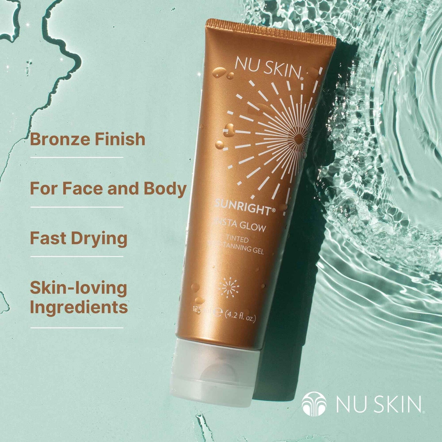 Nu Skin Sunright Insta Glow Self Tanner Gel | Natural Summer Tan for Face & Body | Beauty & Skin Care | Vitamin E & Avocado Oil | Natural Body Bronzer with DHA & Amino Acids | 4.2 oz | 1 Pack