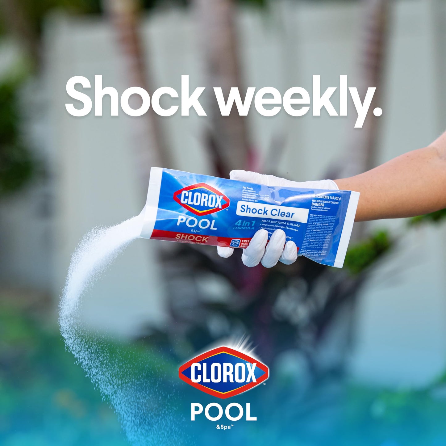 Clorox® Pool&Spa™ Shock Clear, for Crystal Clear Swimming Pool Water, Swim-ready in 15 minutes, Suitable for vinyl pools (6-Pack)