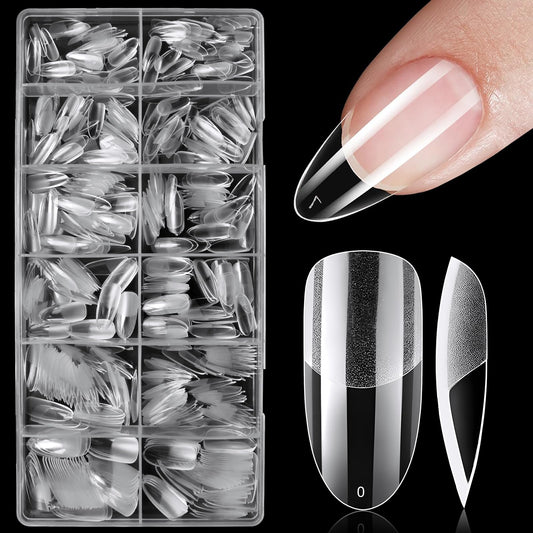 LoveOurHome 600pc Oval Gel x Nail Tips Medium Fake Nails Clear Press on Nails Medium Oval Soft Gel Nail Tips Full Cover False Nail Clear Gel X Tip for Acrylic Nails Extension Press Nails Making