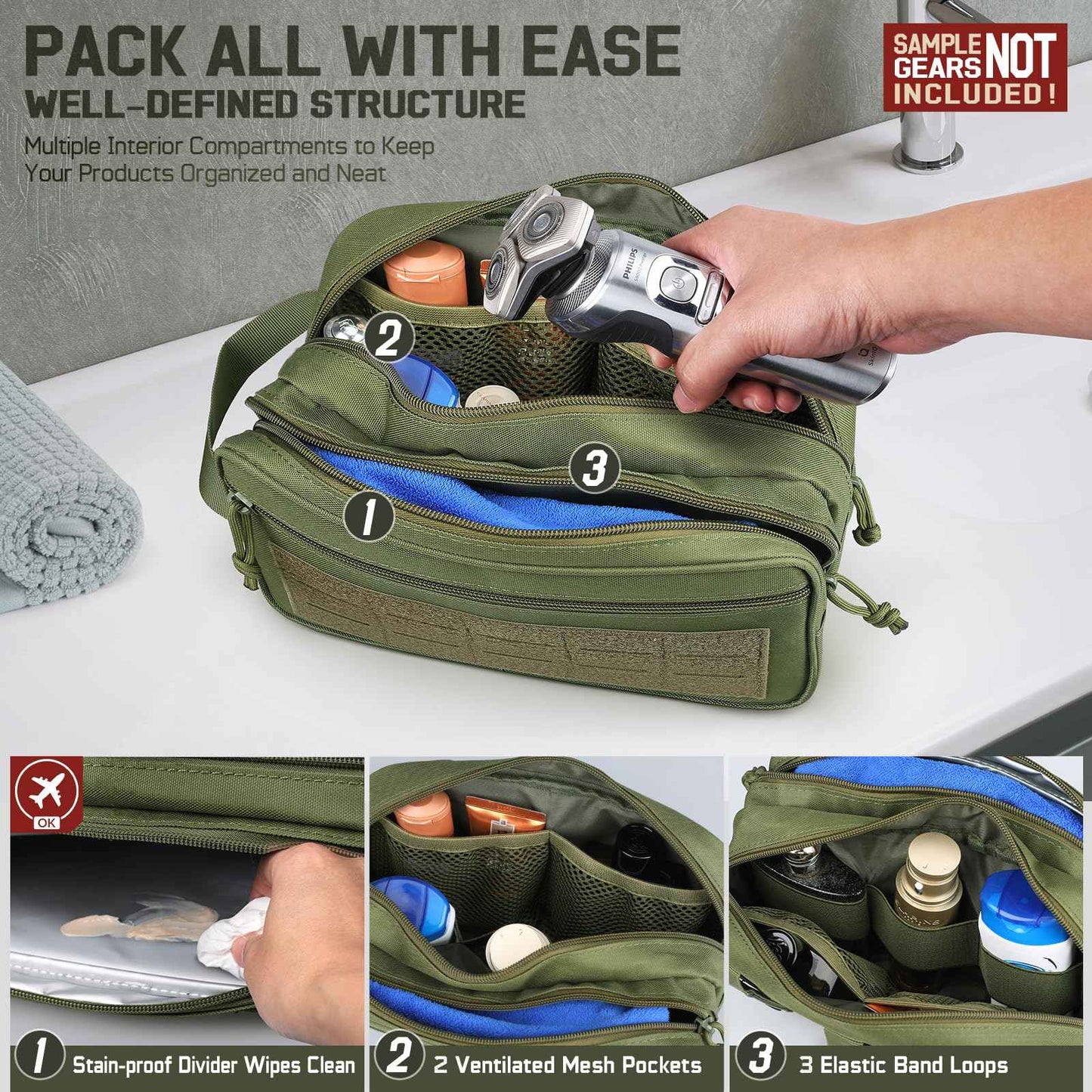RXW Toiletry Bag for Men, Tactical Dopp Kit Military Hygiene Bag Mens Toiletry Travel Bag MOLLE EDC Pouch Small Toiltries Travel Bathroom Shaving Kit Shower Bags
