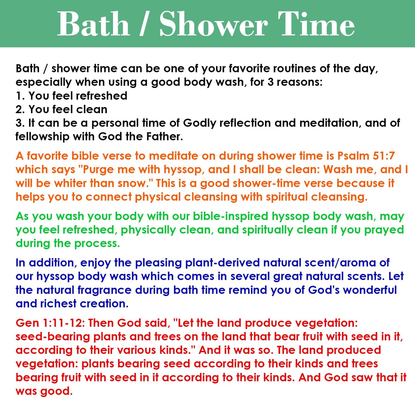 BIBLE N Beautyoils Cleanse Me With Hyssop Natural Hair and Body Wash, Organic Hyssop Infused Shampoo and Body Wash for Nourishing and Refreshing Hair & Body Cleansing (Tea Tree Peppermint & Green Tea)