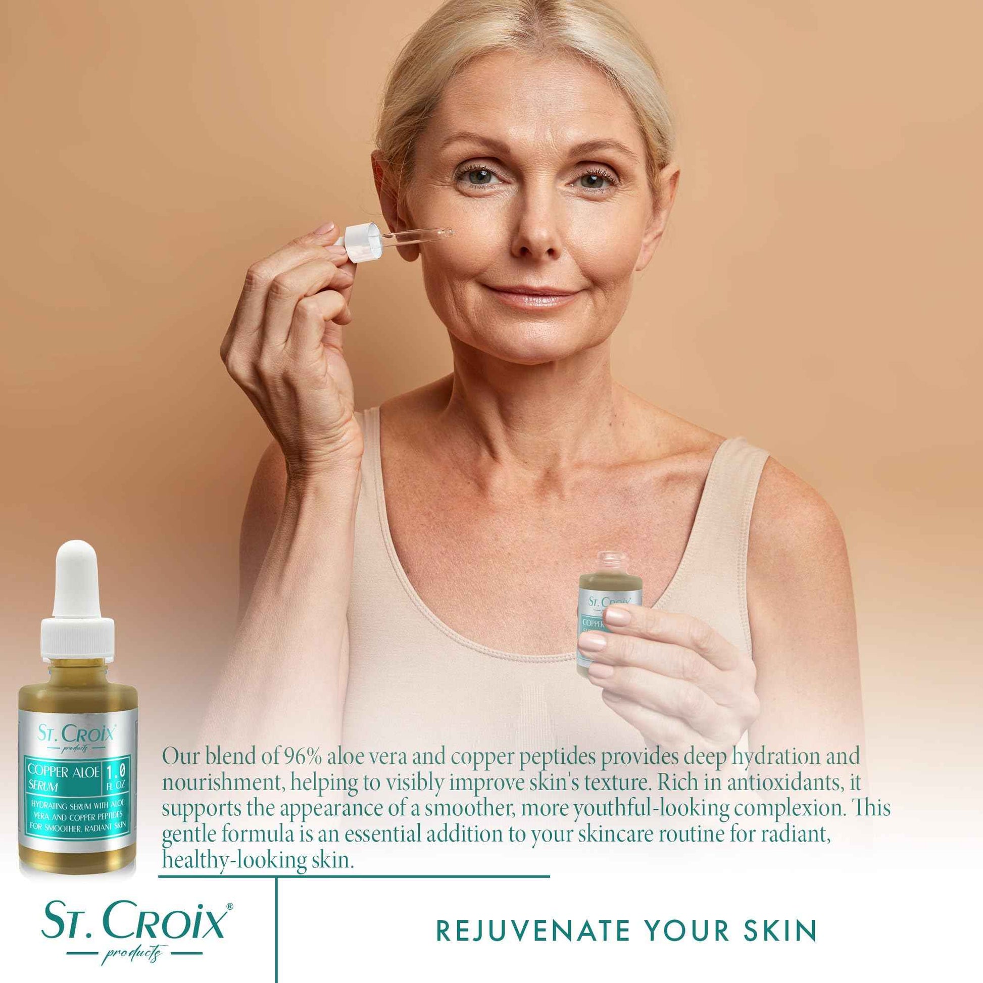 Copper Peptide & Aloe Serum – Hydrates, Firms & Soothes Skin – Highest-Grade 0.25% Copper with Pure Aloe Vera 10X-D – 1 fl oz – Peptide Blast by St. Croix Products