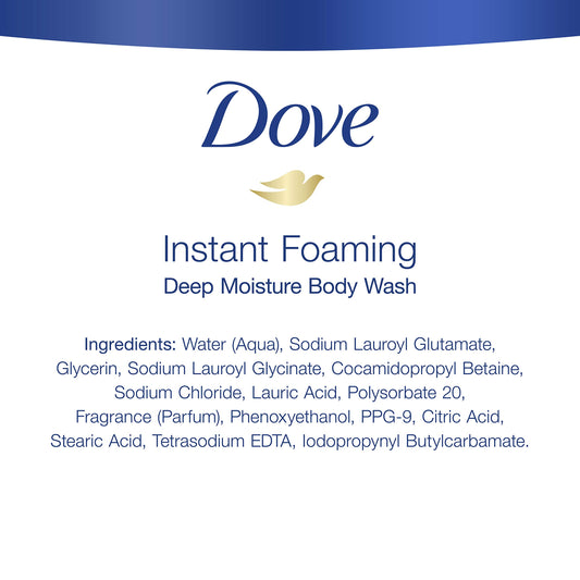 Dove Instant Foaming Body Wash for Soft, Smooth Skin Deep Moisture Cleanser That Effectively Washes Away Bacteria While Nourishing Your Skin,13.5 oz (Pack of 2)