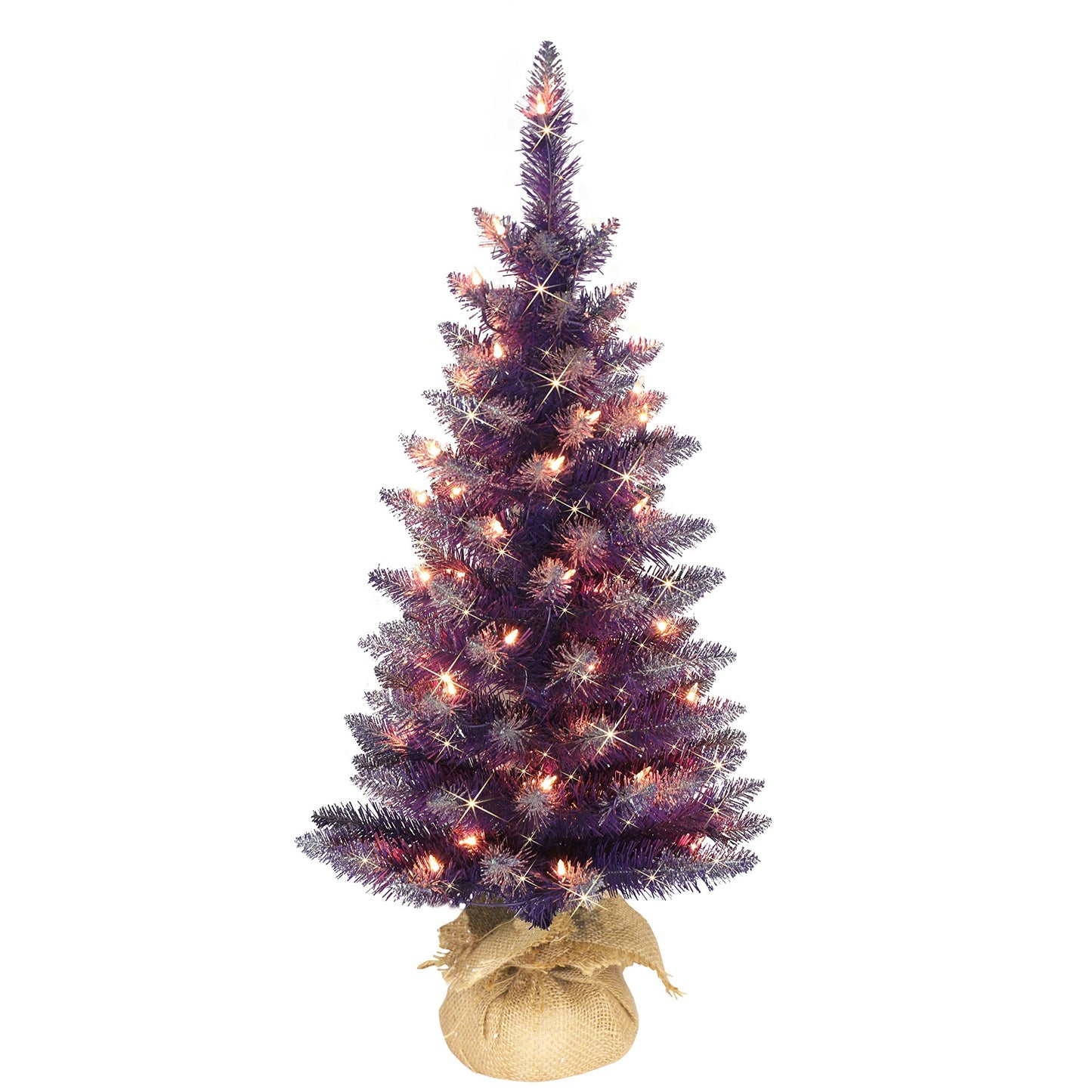 Puleo International Pre-Lit Purple Artificial Christmas Tree, Green