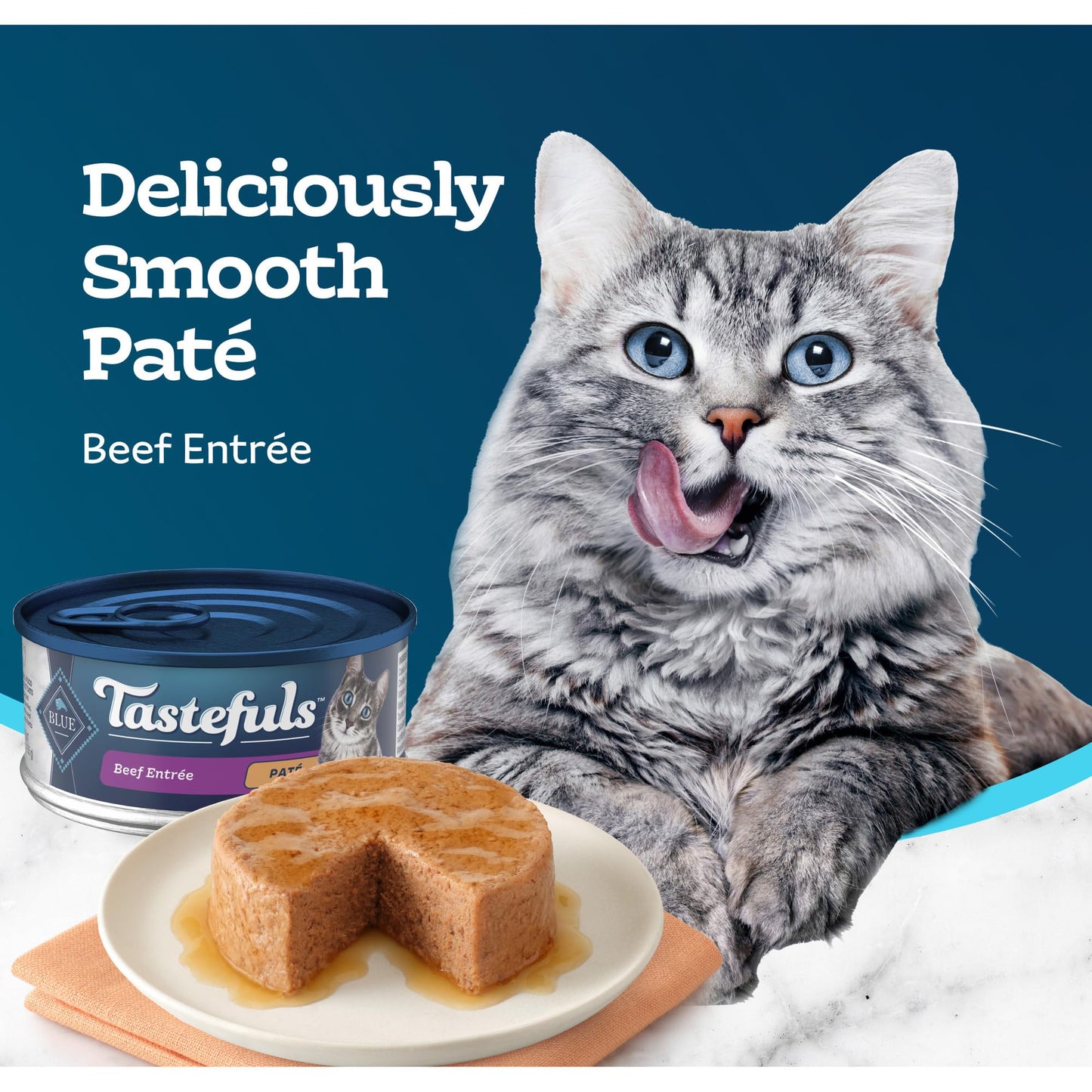 Blue Buffalo Tastefuls Wet Cat Food Paté, Made with Natural Ingredients | Beef Entrée, 5.5-oz. Cans (24 Count)