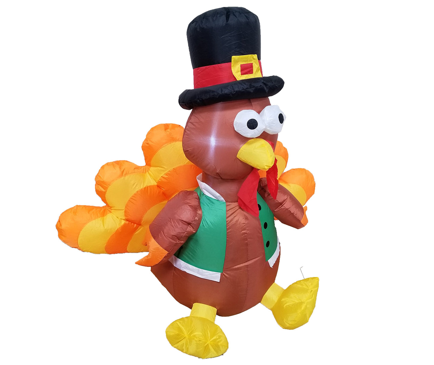 4 Foot Tall Happy Thanksgiving Inflatable Turkey with Pilgrim Hat Perfect Thanksgiving Autumn LED Lights Decor Outdoor Indoor Holiday Decorations, Blow up Lighted Yard Lawn Decor Home Family Outside