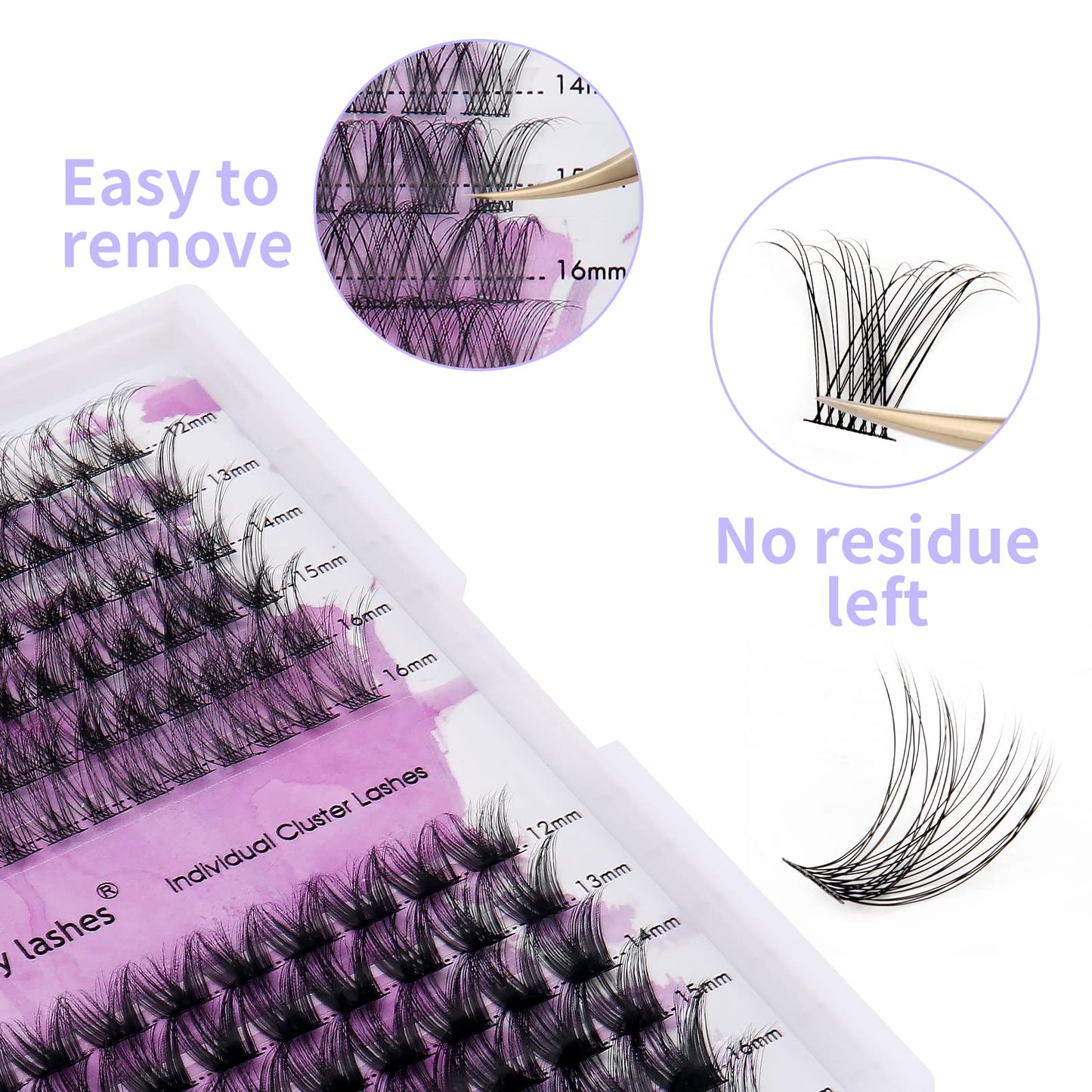 Lash Clusters Individual Lashes C/D Curl Cluster Lash Extensions Wide-stem Lash Clusters 12-16mm Thin Band Cluster Lashes Soft and Wispy Clusters Eyelashes Comfortable Matte Black Lash Clusters