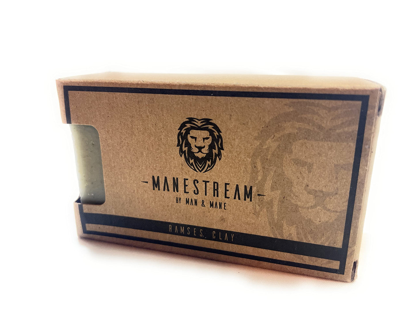 MAN & MANE Manestream Long Lasting, Mild Scented Geranium French Clay Bar with Coconut, Olive, Palm Oils, Natural Handmade Soap