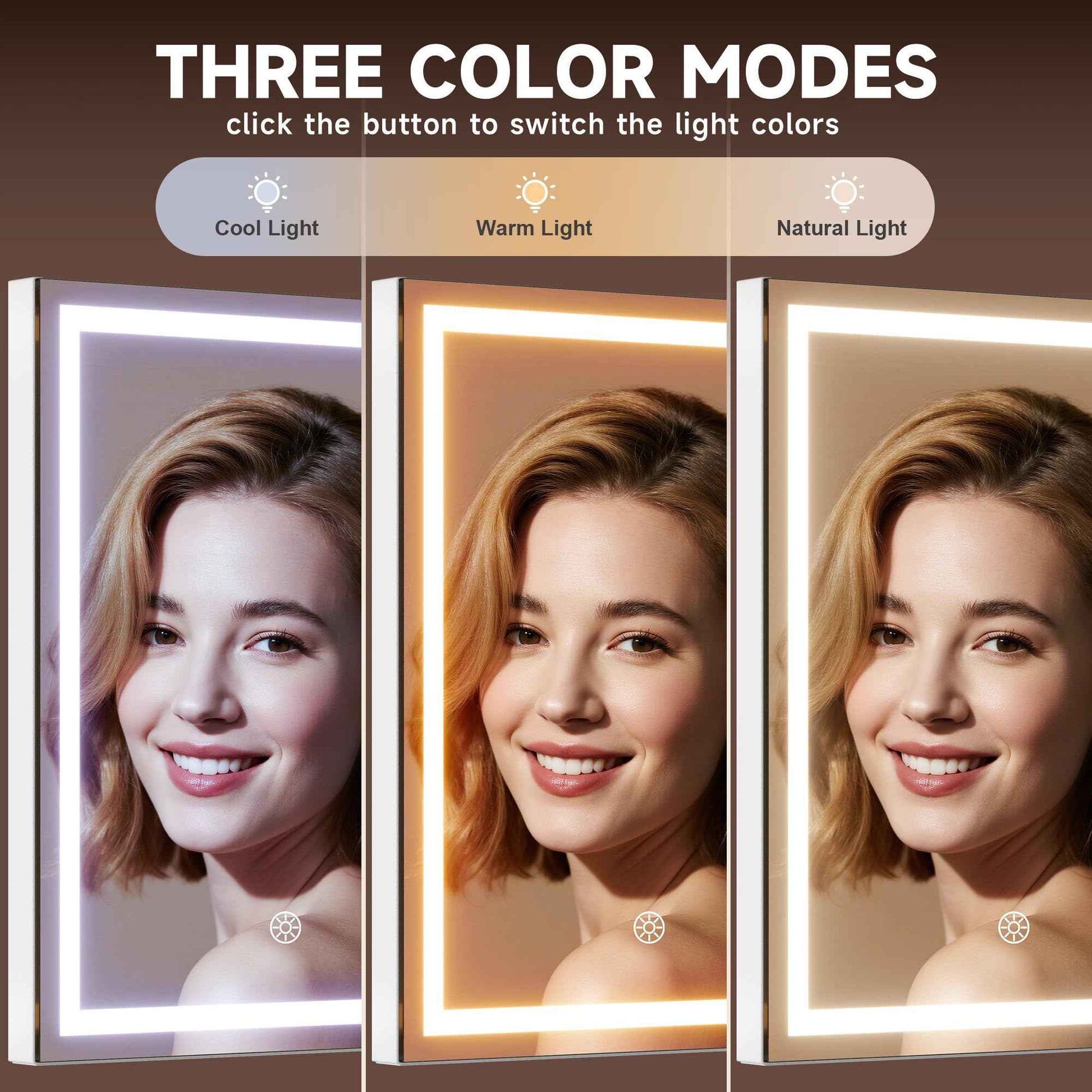 MINISO Vanity Mirror with Lights, 11.4" x 13.8" LED Makeup Mirror, Light & Brightness Adjustment, Smart Sensor, Aluminum Alloy Metal White Frame, with 5X Magnifying Glass