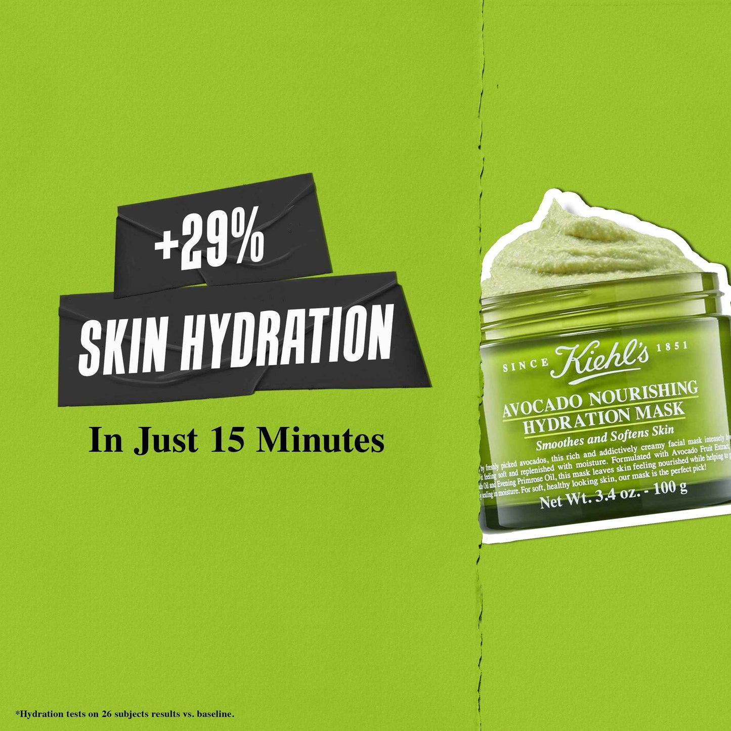 Kiehl's Avocado Nourishing Hydration Mask, Rich & Creamy Face Mask, Hydrates & Soothes Skin, with Evening Primrose Oil, Maintains Facial Elasticity, Helps Reduce Dryness, Paraben-free - 3.4 fl oz