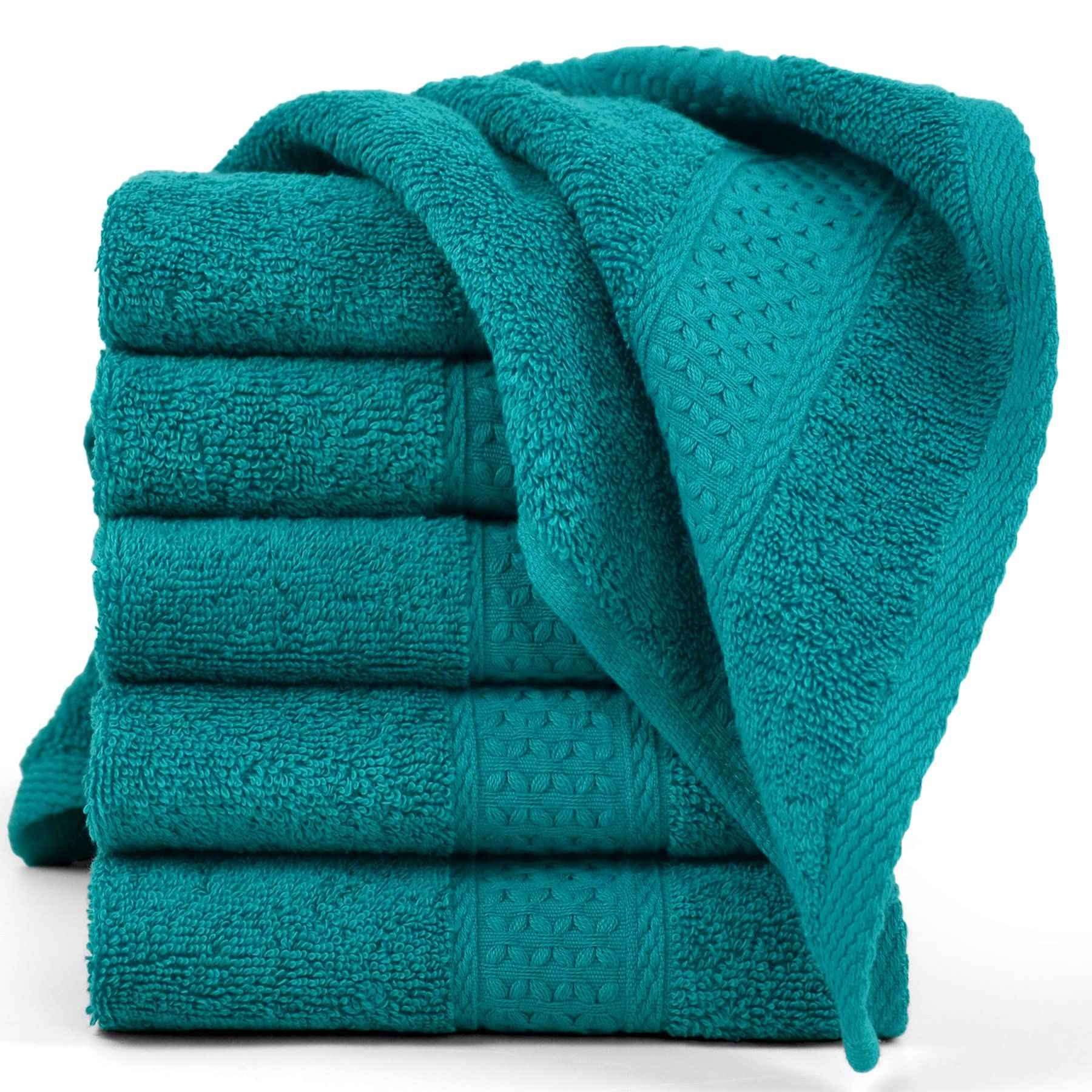 Cleanbear Wash Cloths Turquoise Washcloths for Face and Body Ultra Soft Washcloth for Sensitive Skins 6 Pack 13 by 13 Inches