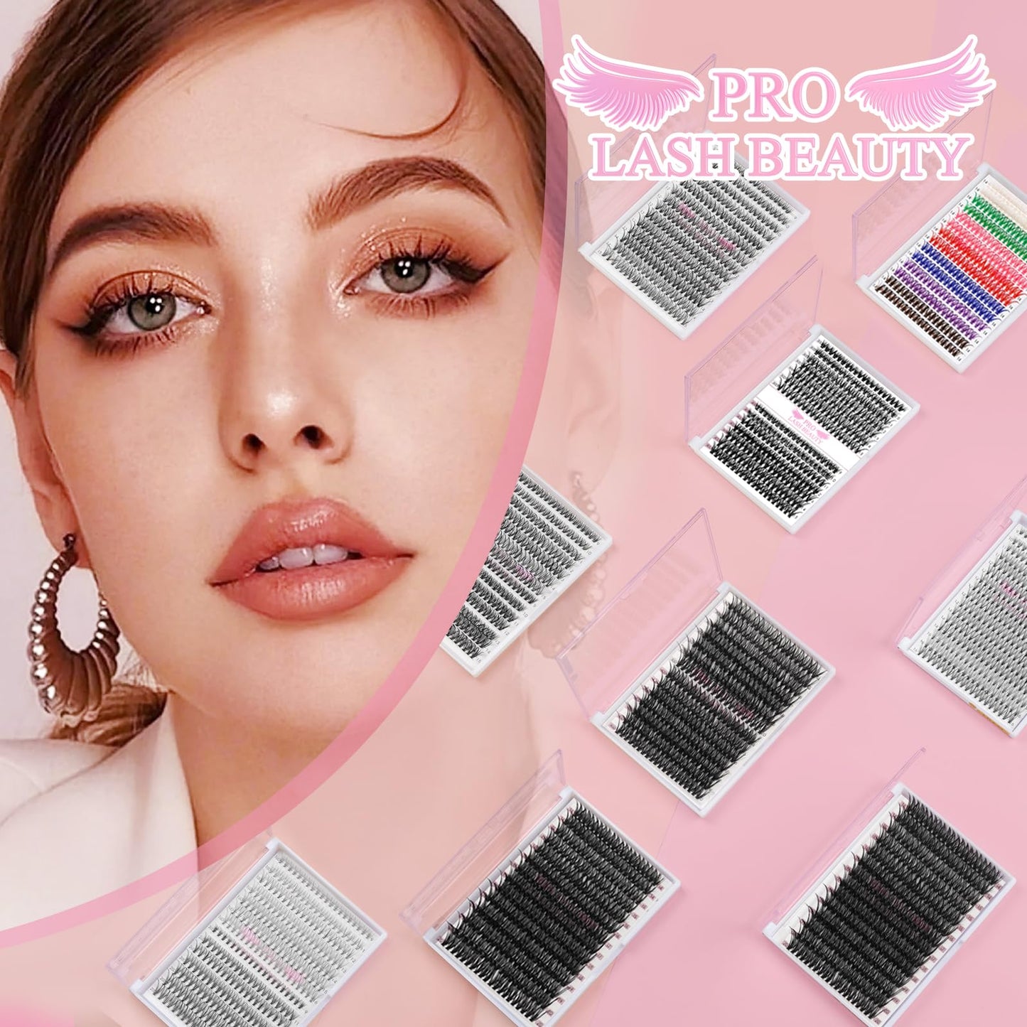 280 Pcs Individual Lashes 40D+50D Mixed Lash Clusters 14 Rows Cluster Lashes that Look Like Eyelash Extensions DIY Lash Extension Self Application At Home (40+50-D-14-20mix)