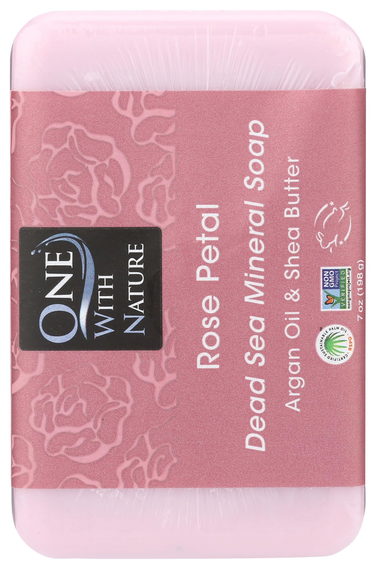 One With Nature Dead Sea Mineral Rose Petal Bar Soap, 7 Oz