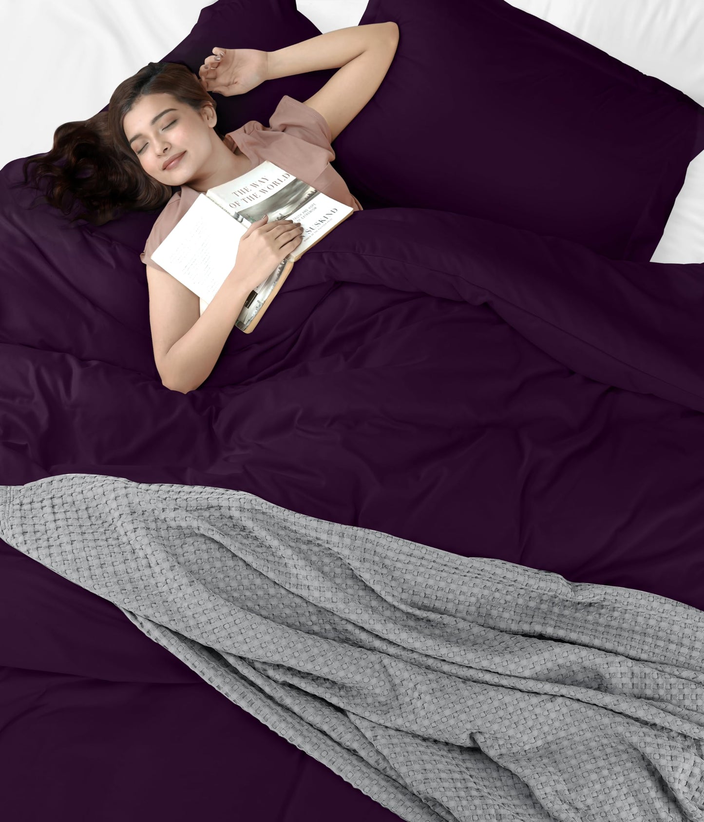 Utopia Bedding Duvet Cover Full Size - 1 Duvet Cover with 2 Pillow Shams - 3 Piece Bedding Duvet Cover with Zipper Closure - Soft Brushed Microfiber, 80 X 90 Inches (Full, Purple)