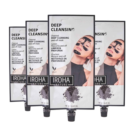 IROHA NATURE Deep Cleansing Peel-Off Face Mask | 4 Pack | Ideal for Combination to Oily Skin | Removes Impurities & Imperfections