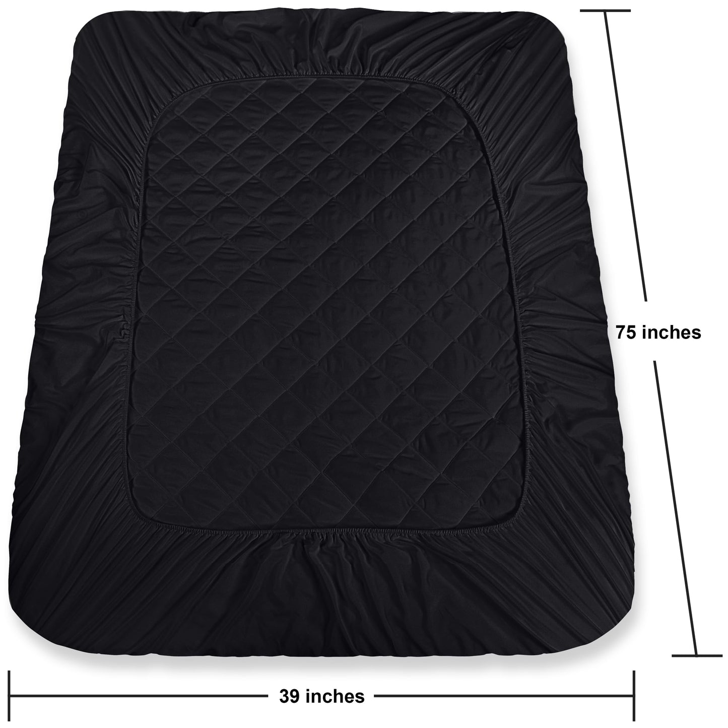 Utopia Bedding Quilted Fitted Mattress Pad (Twin, Black) - Elastic Fitted Mattress Protector - Mattress Cover Stretches up to 16 Inches Deep - Machine Washable Mattress Topper