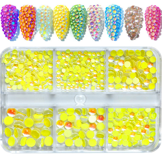 540Pcs Nail Arts Rhinestones Set 3D Crystal Rhinestone for Nails Flatback Diamond Aurora Candy Rhinestones Beads Gems Nail Charms Decorations for Nail DIY Crafts Shoes Jewelry (Yellow)