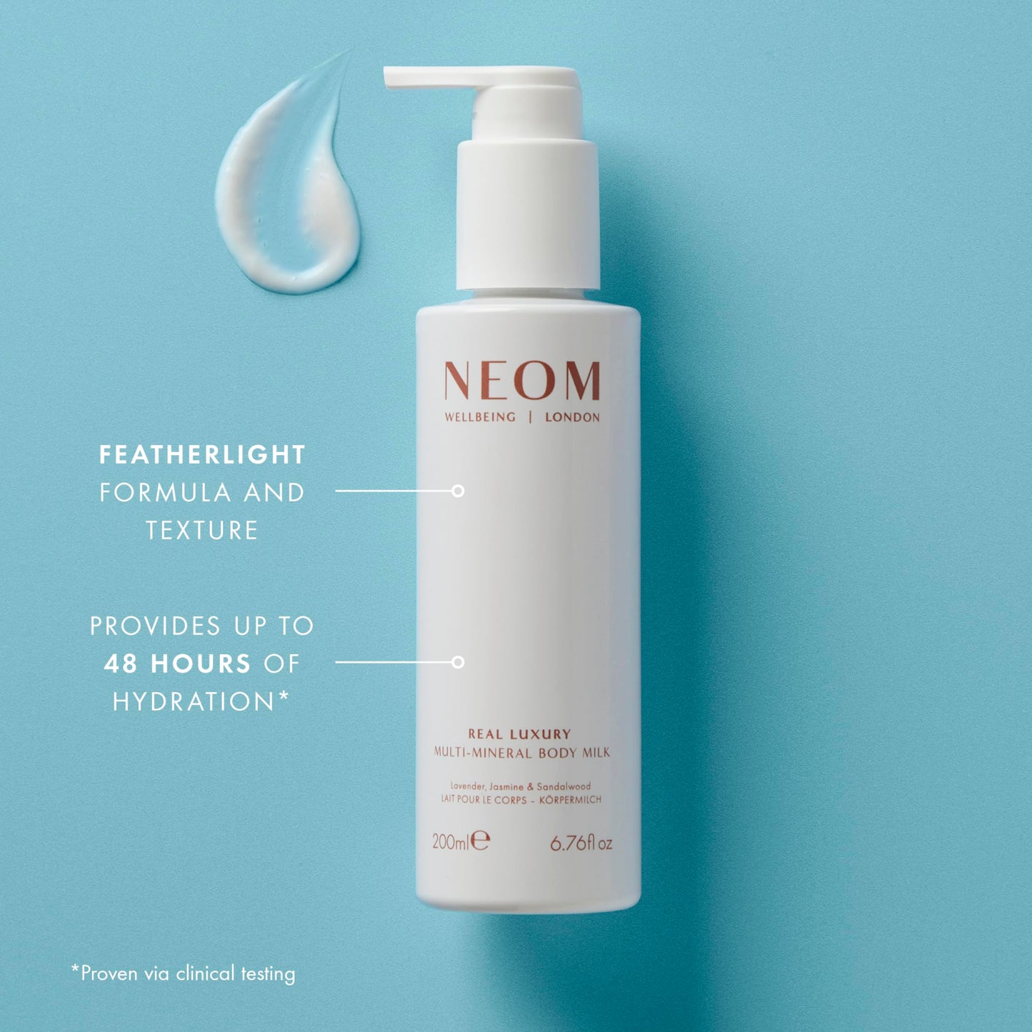 Neom- Multi-Mineral Body Milk 200ml (Lavender, Jasmine & Sandalwood) | Real Luxury