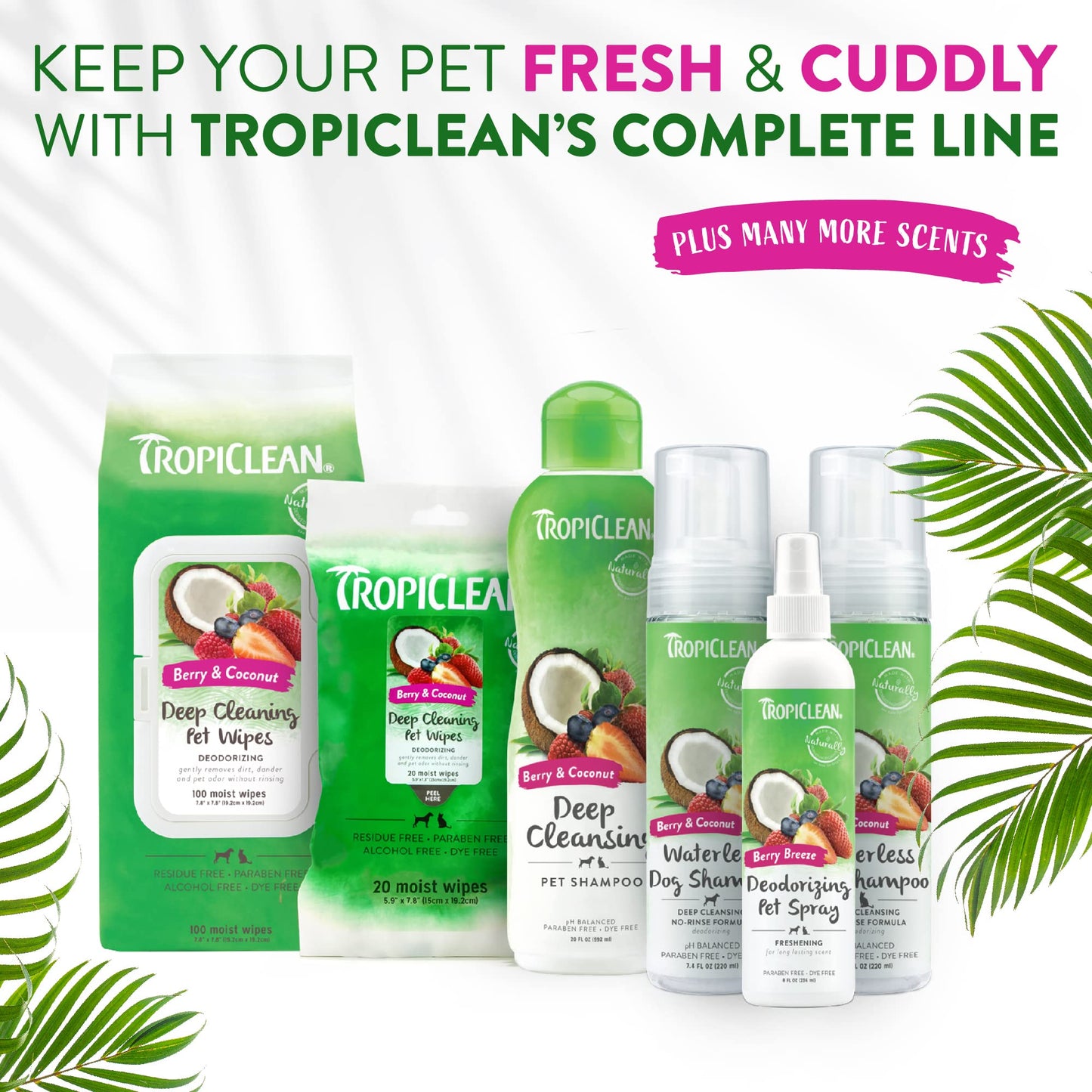 TropiClean Berry & Coconut Deep Cleansing Dog Shampoo | Deodorizing Dog Shampoo | Natural Pet Shampoo Derived from Natural Ingredients | Cat Friendly | Made in the USA | 20 oz.