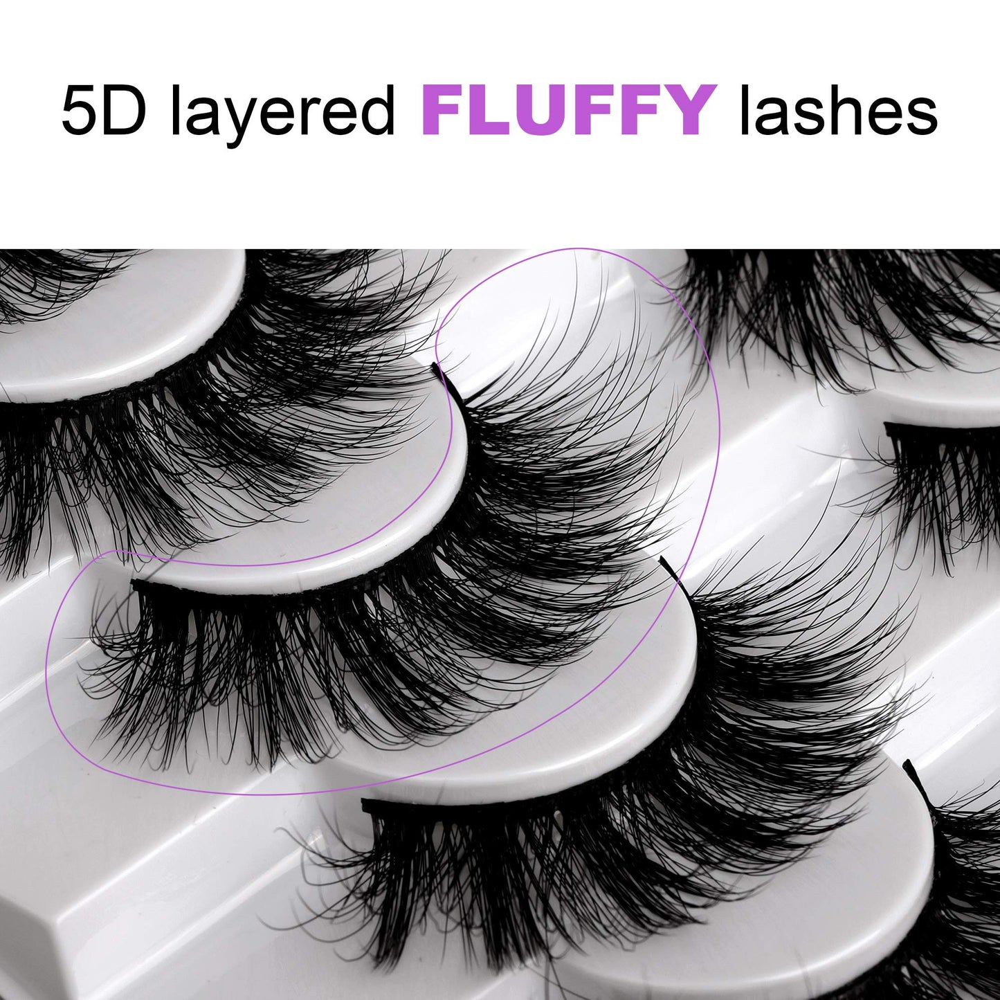 JIMIRE Faux Mink Lashes Fluffy Wispy False Eyelashes Luxury Soft Cat-Eye Lashes Pack 8 Pairs Faux Mink Fluffy Eyelashes Pack