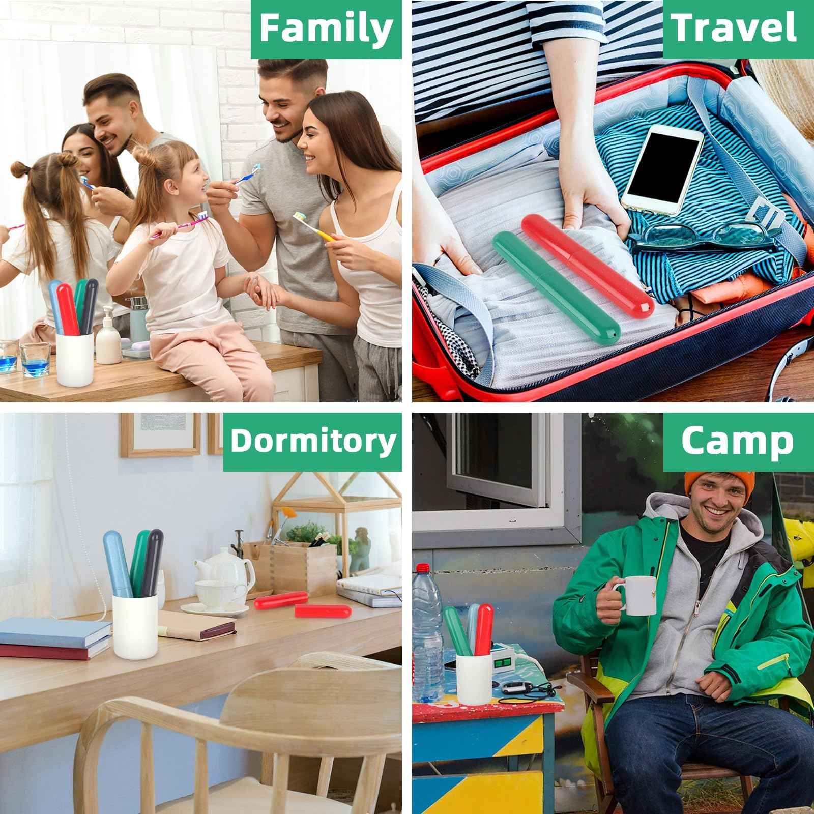 Hooqict 4 Pack Travel Toothbrush Case Portable Travel Toothbrush Holder Plastic Toothbrush Container Protector Cover for Traveling, Camping, Home, School, Business