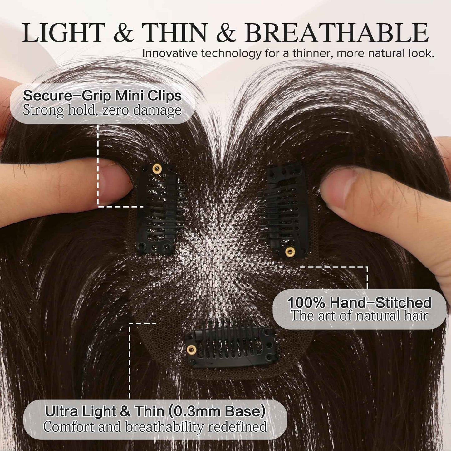 Hair Toppers for Women Real Human Hair 3D Bangs Clip 100% Human Toppers for Women 10 Inch Clip in Bangs Hairpieces (Dark Brown)